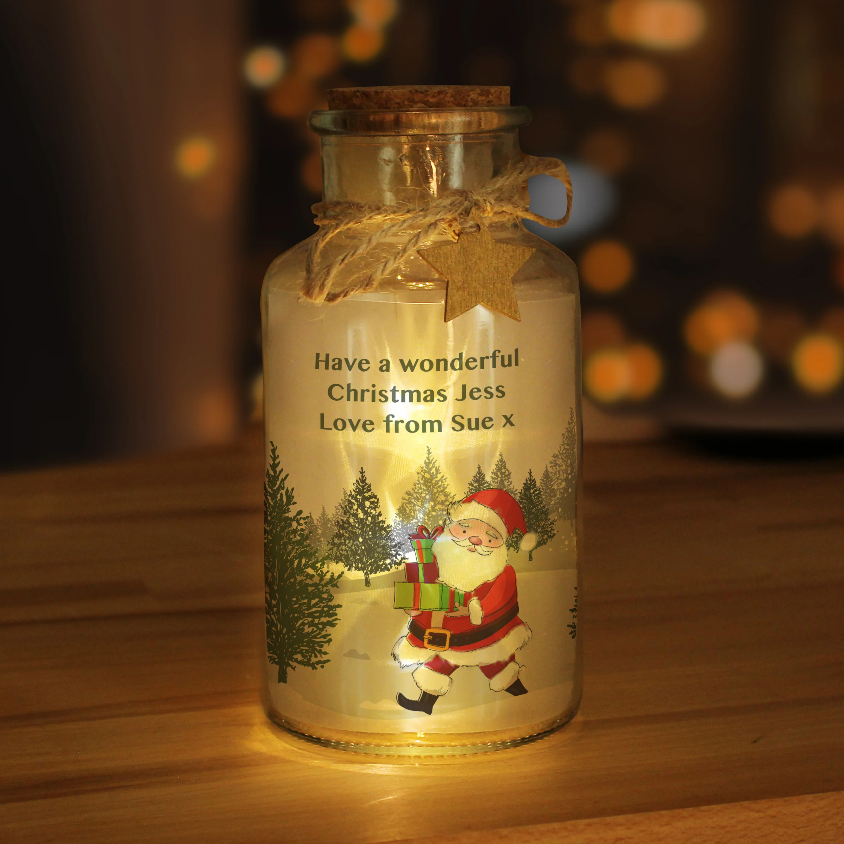 Personalised Santa LED Glass Jar - Image 2