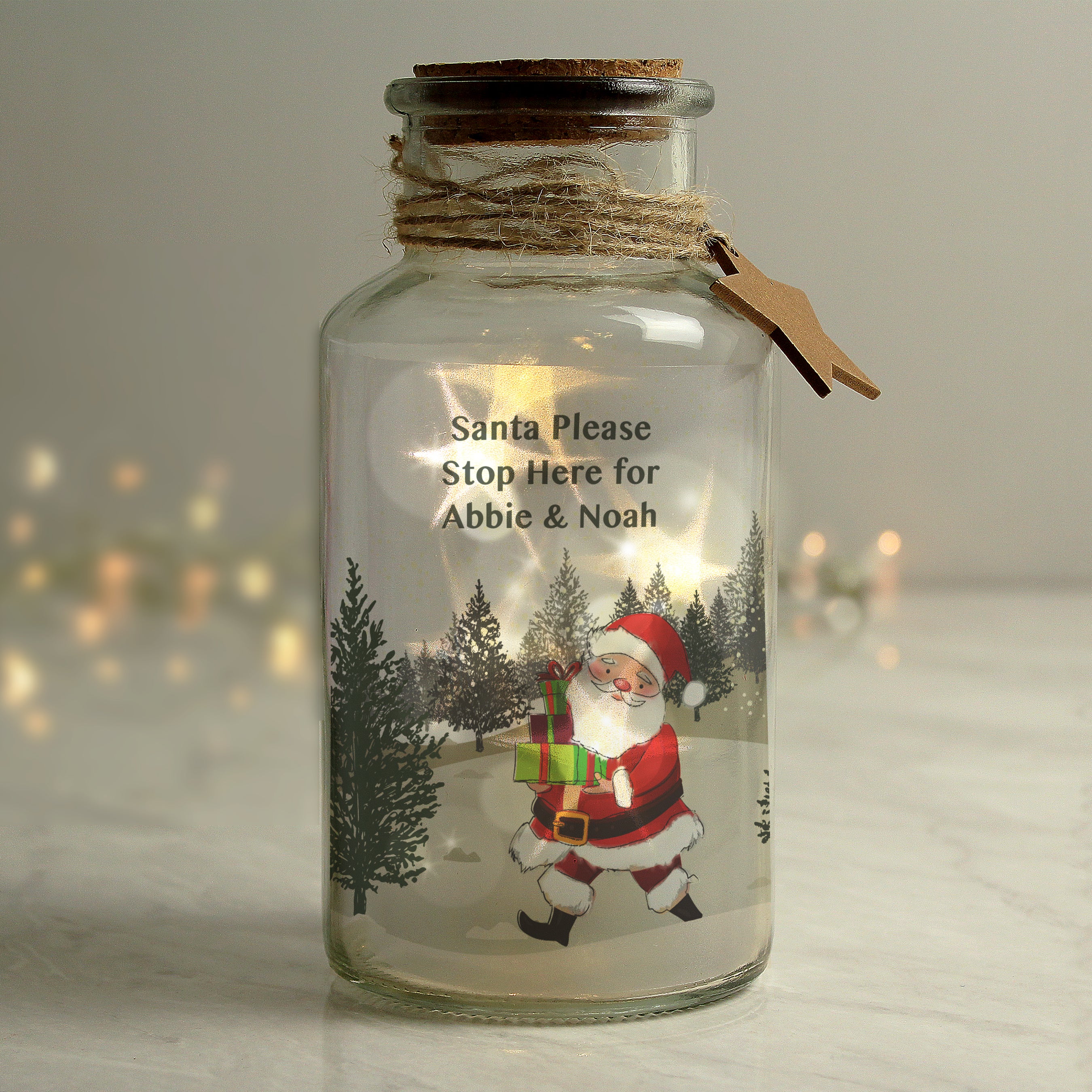 Personalised Santa LED Glass Jar - Image 3