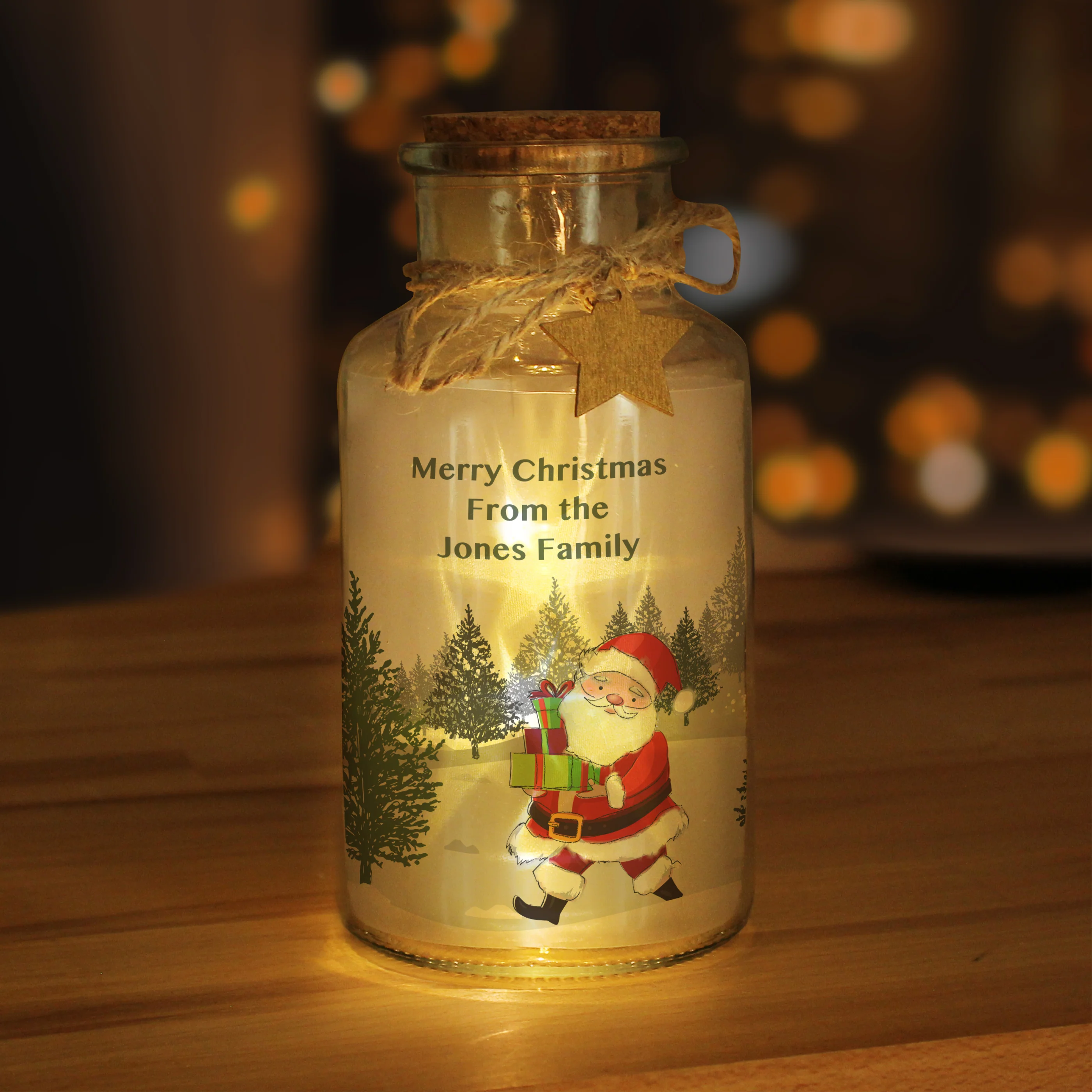 Personalised Santa LED Glass Jar - Image 4