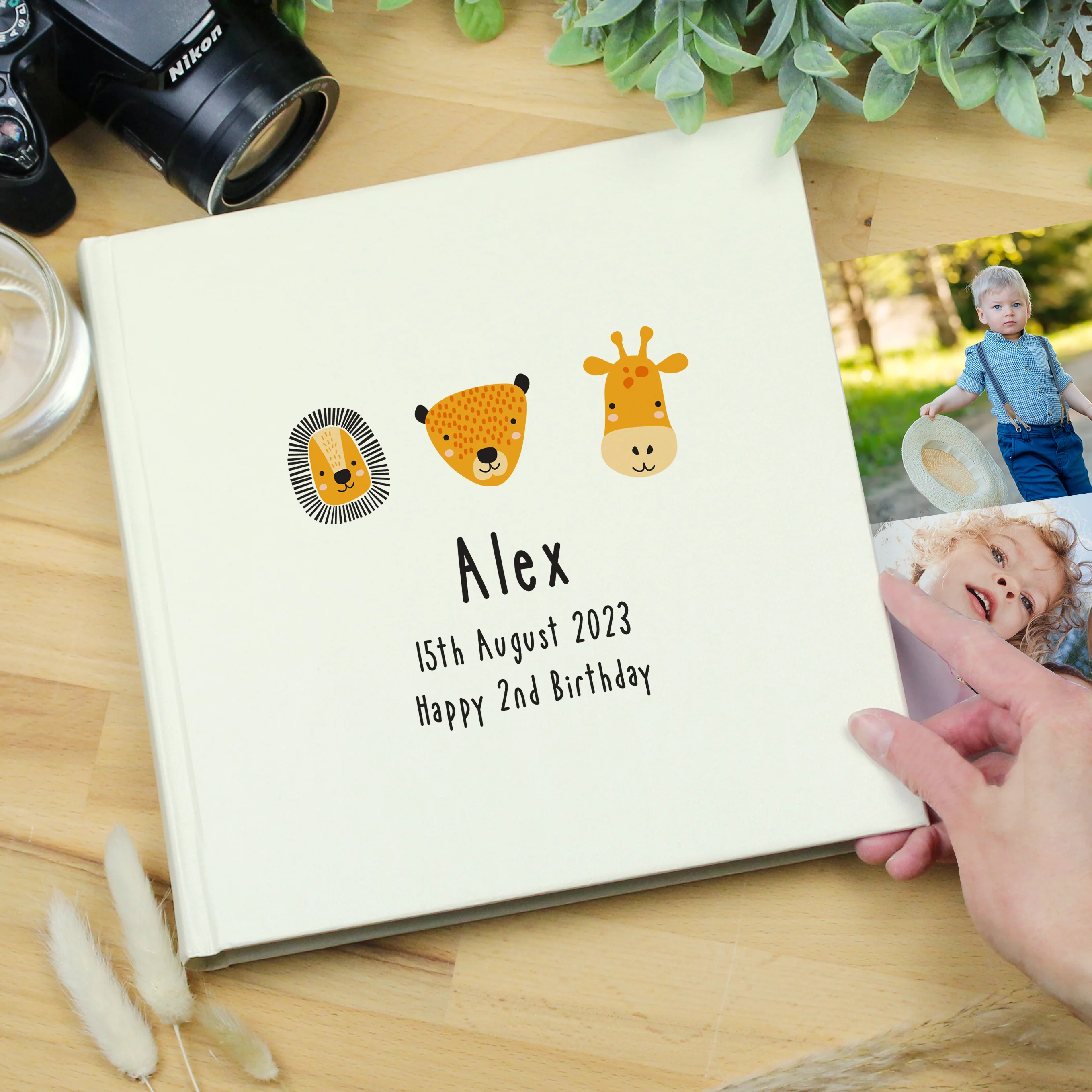 Personalised Scandi Safari Animals Square Photo Album - Image 7