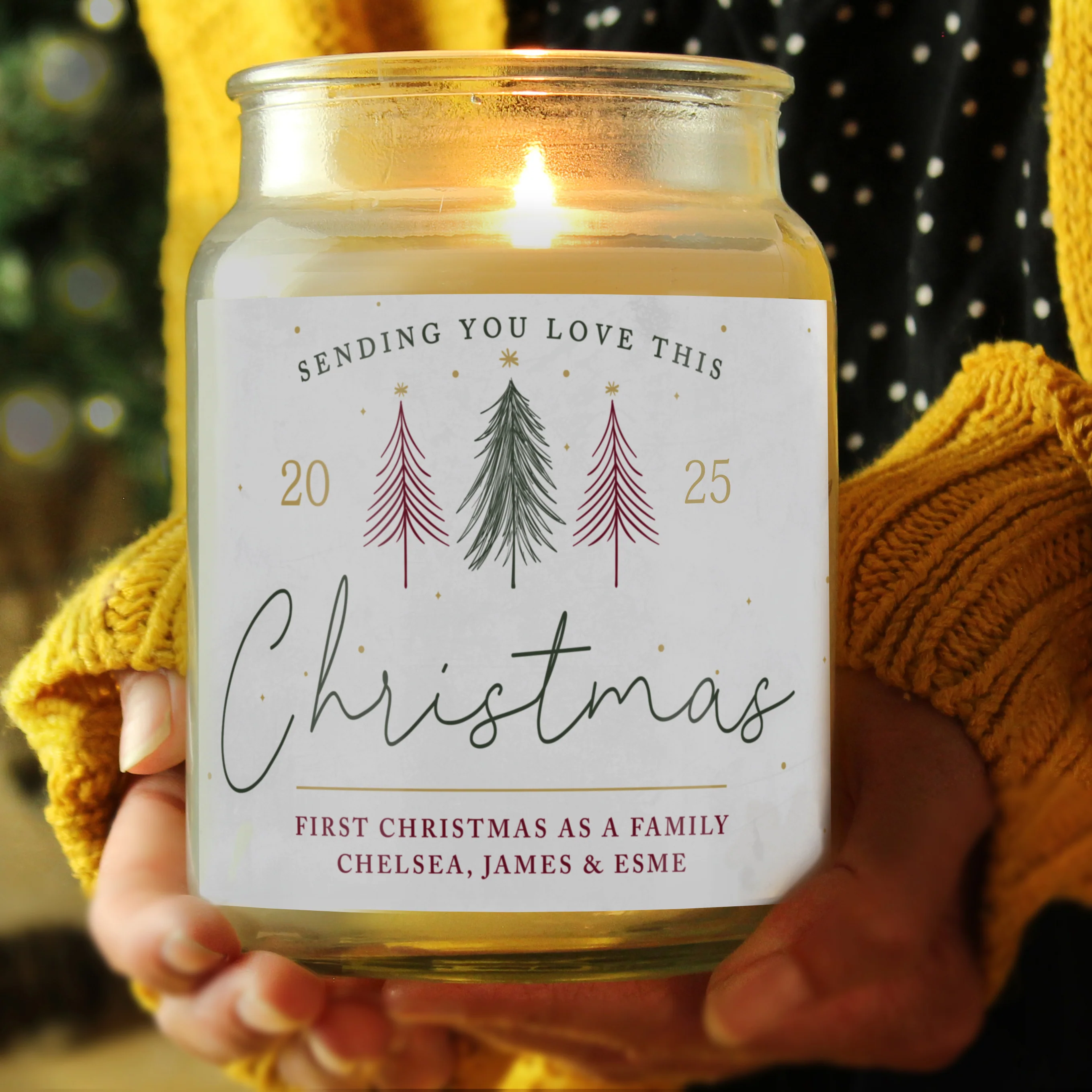 Personalised Sending You Love Christmas Large Scented Jar Candle - Image 2