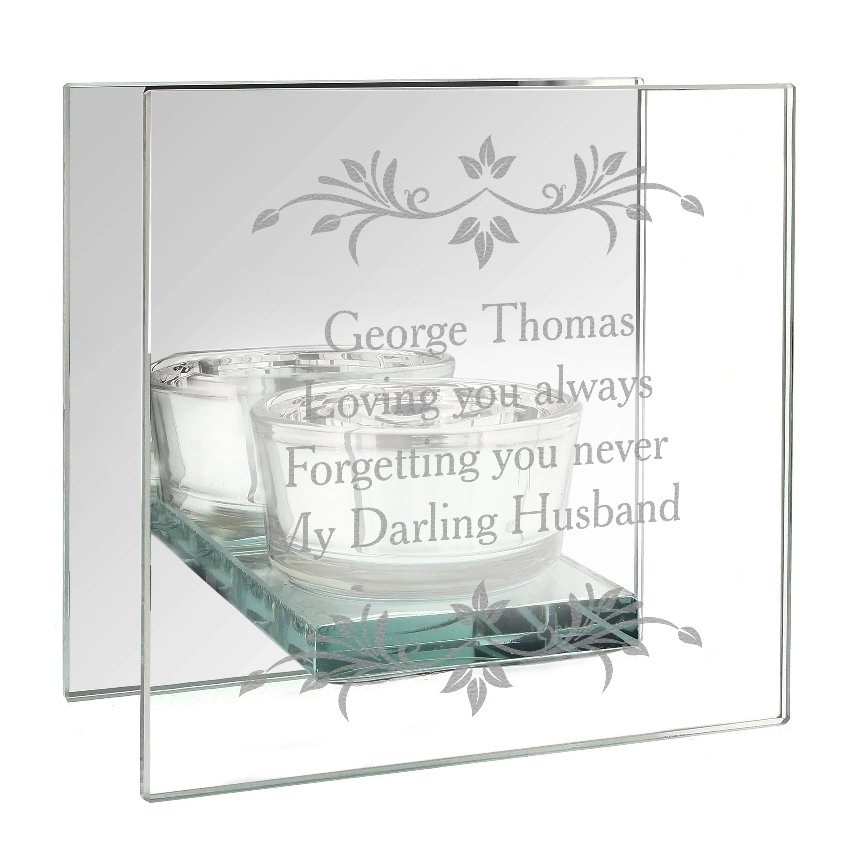Personalised Sentiments Mirrored Glass Tea Light Candle Holder - Image 5