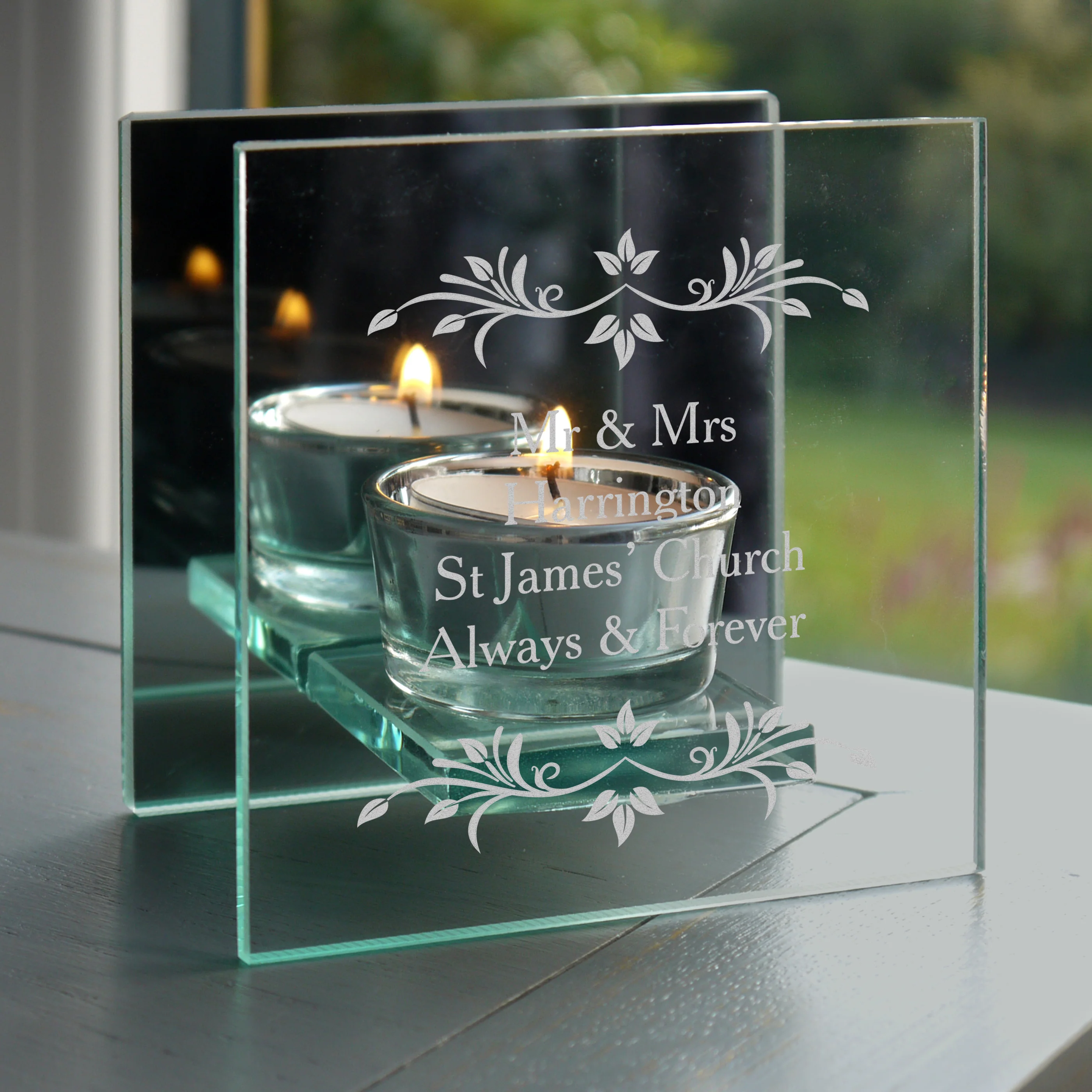 Personalised Sentiments Mirrored Glass Tea Light Candle Holder - Image 7