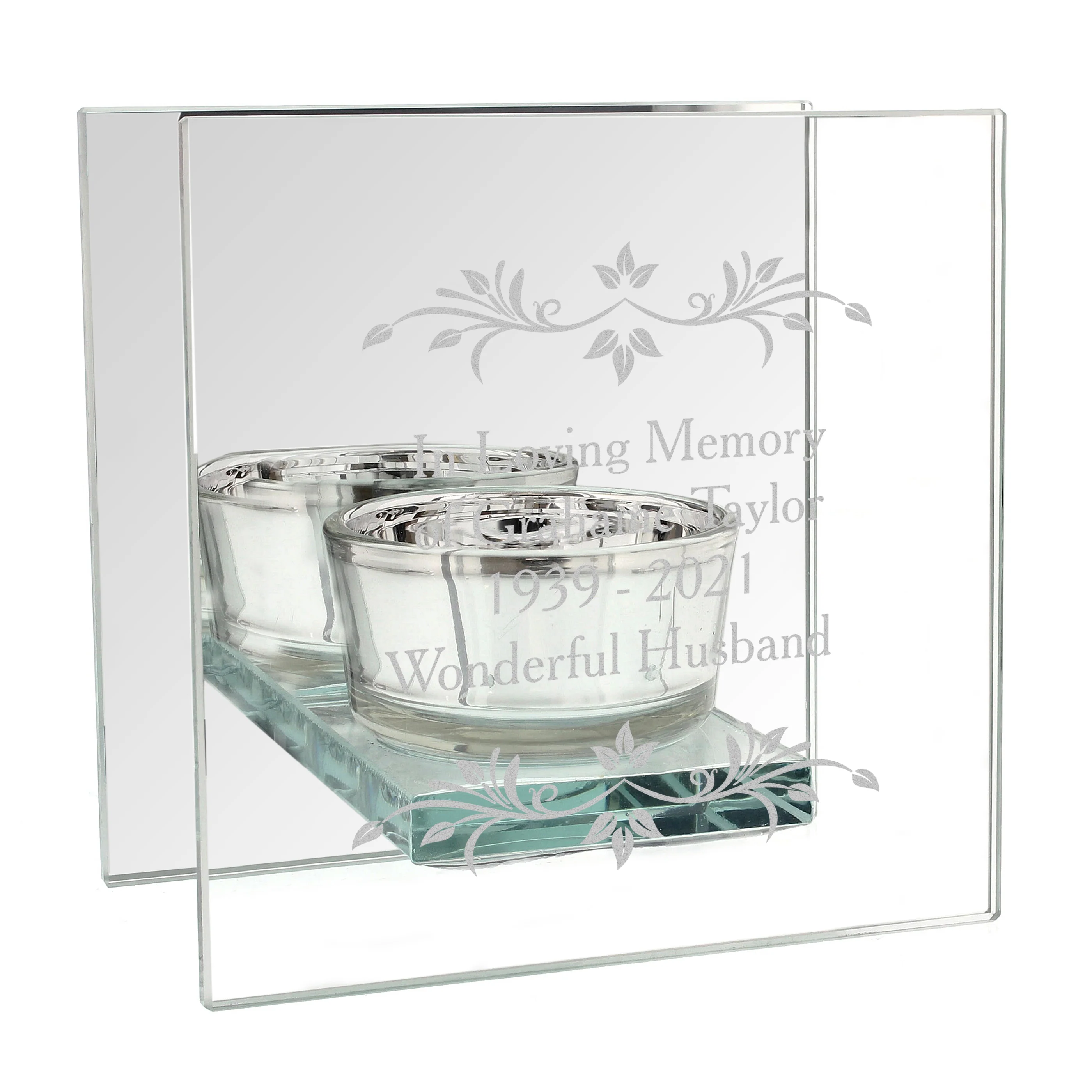 Personalised Sentiments Mirrored Glass Tea Light Candle Holder - Image 8