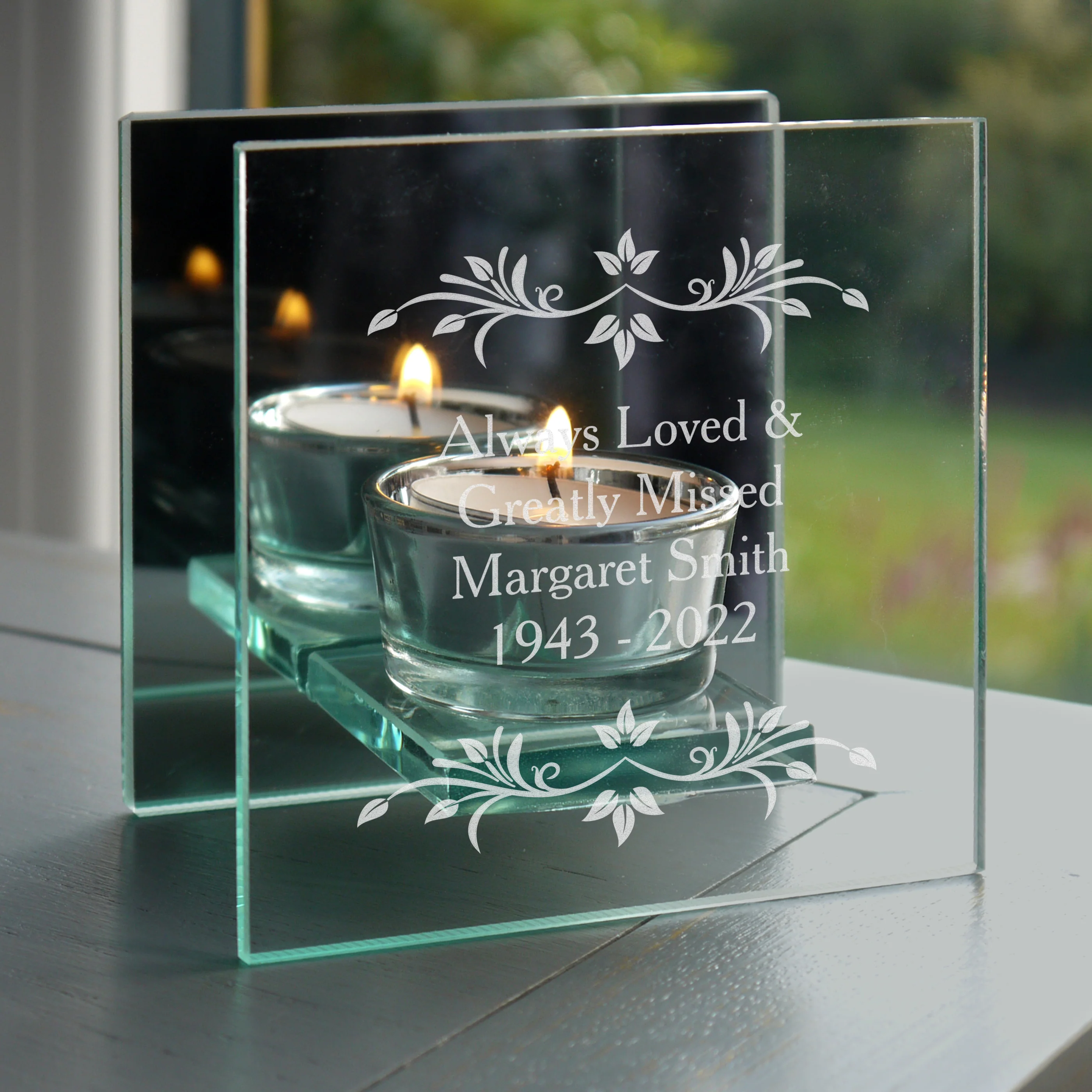 Personalised Sentiments Mirrored Glass Tea Light Candle Holder - Image 9