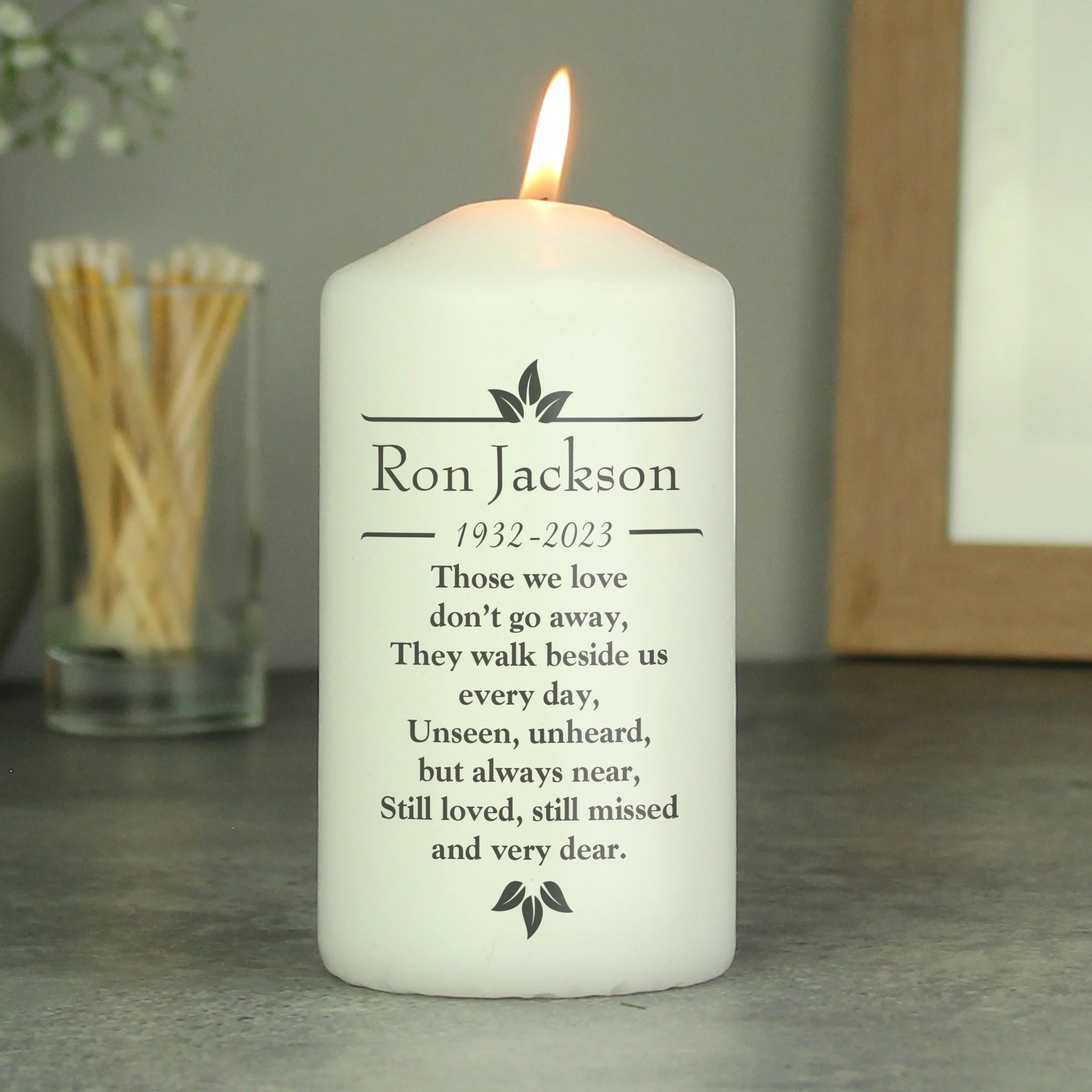 Personalised Sentiments 'Those We Love' Pillar Candle - Image 2