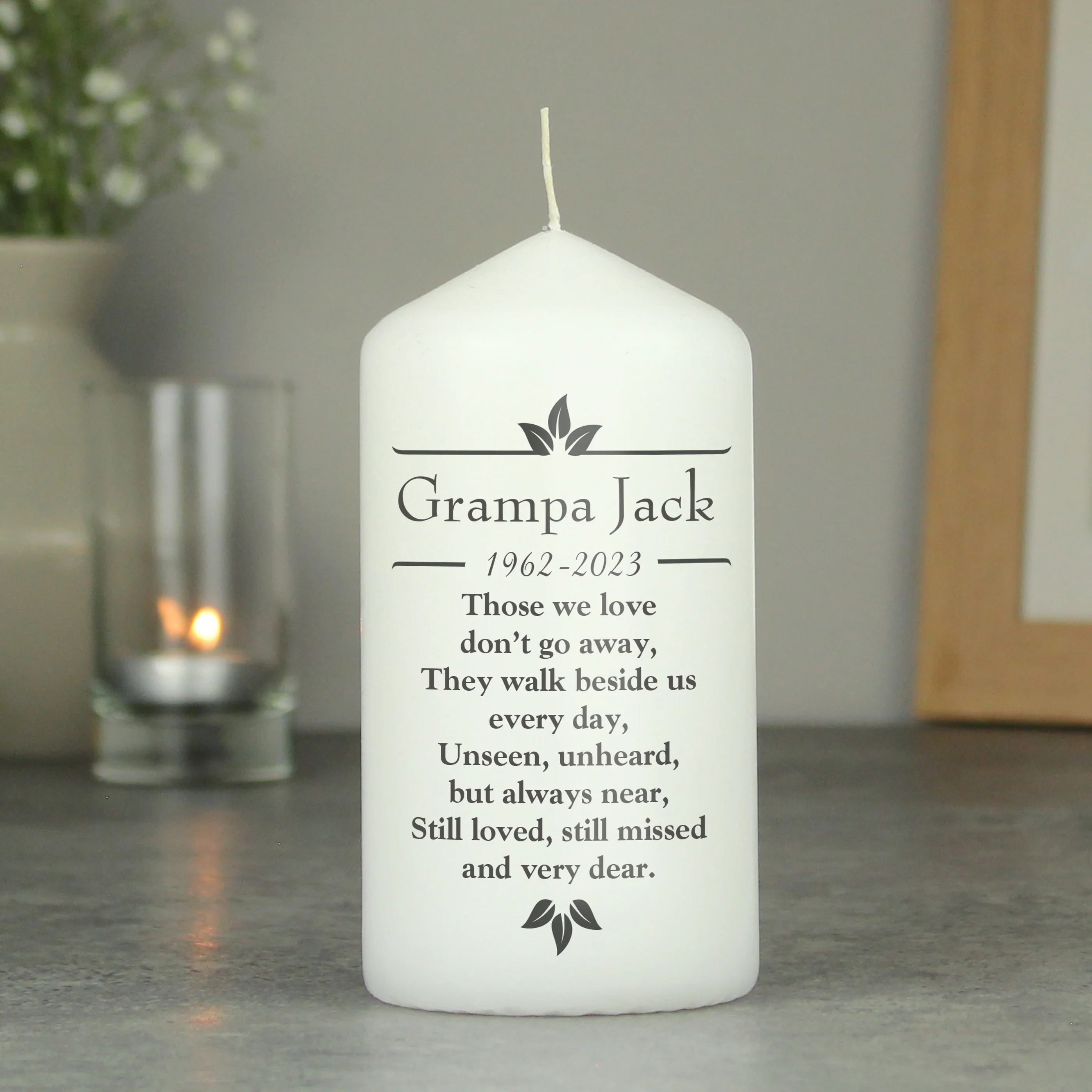 Personalised Sentiments 'Those We Love' Pillar Candle - Image 3