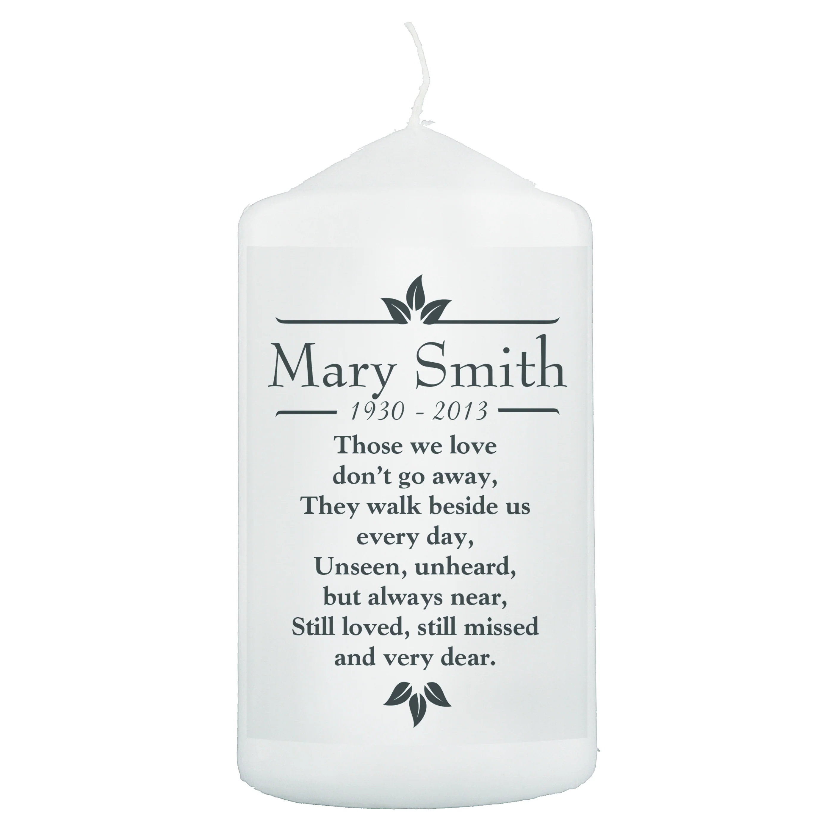 Personalised Sentiments 'Those We Love' Pillar Candle - Image 4