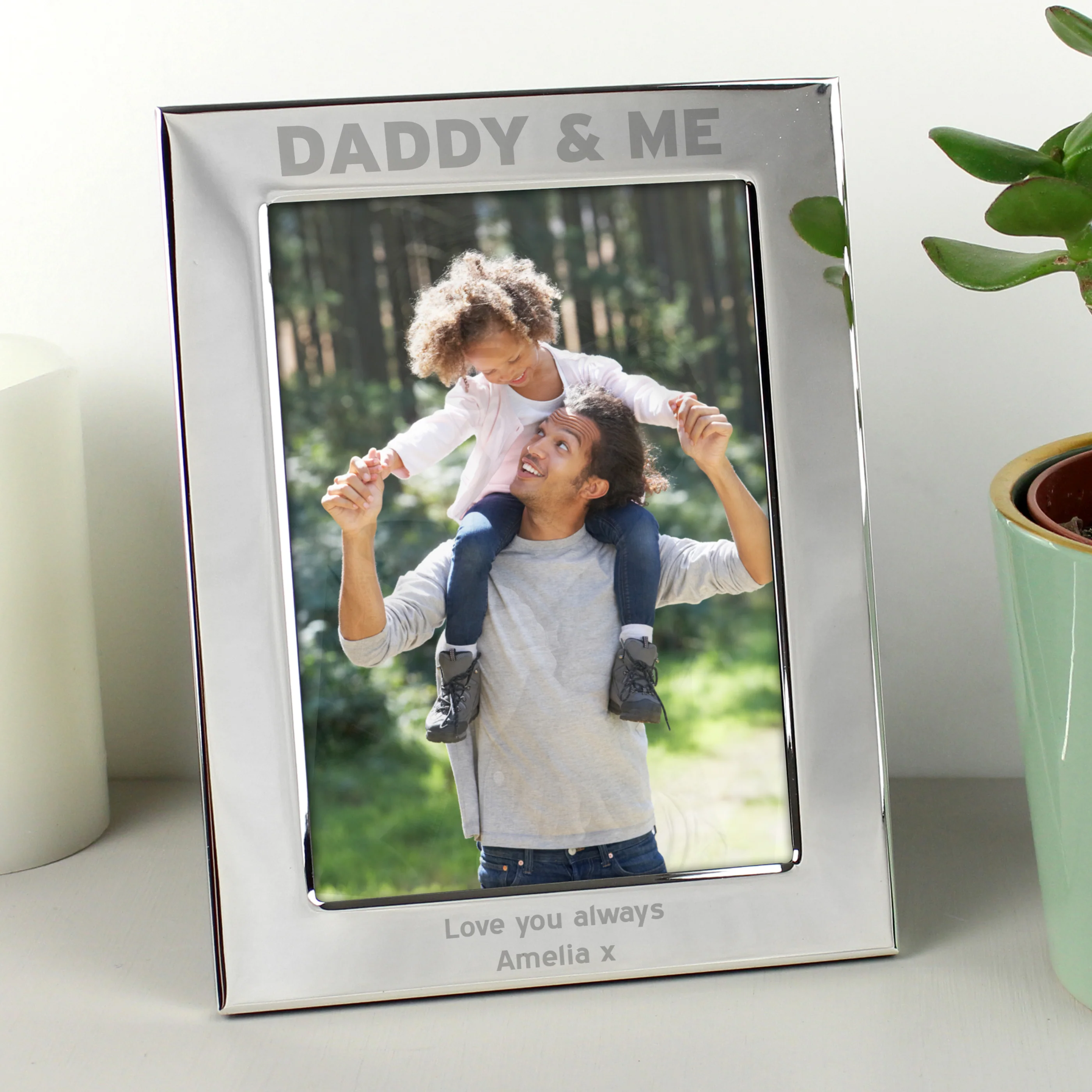 Personalised Silver 5x7 Daddy & Me Photo Frame - Image 2