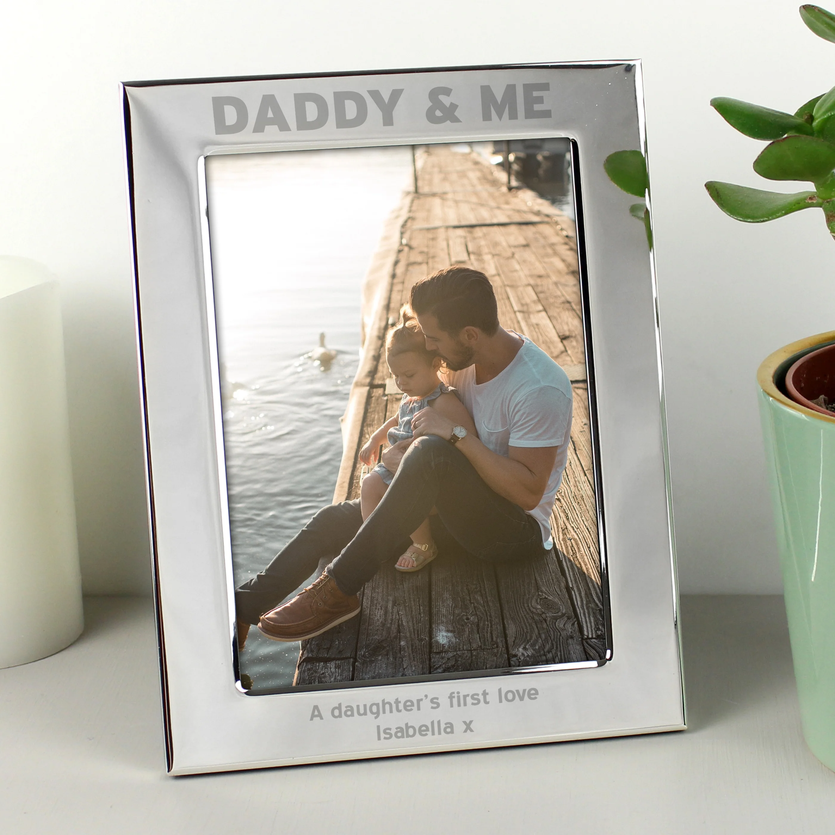 Personalised Silver 5x7 Daddy & Me Photo Frame - Image 3