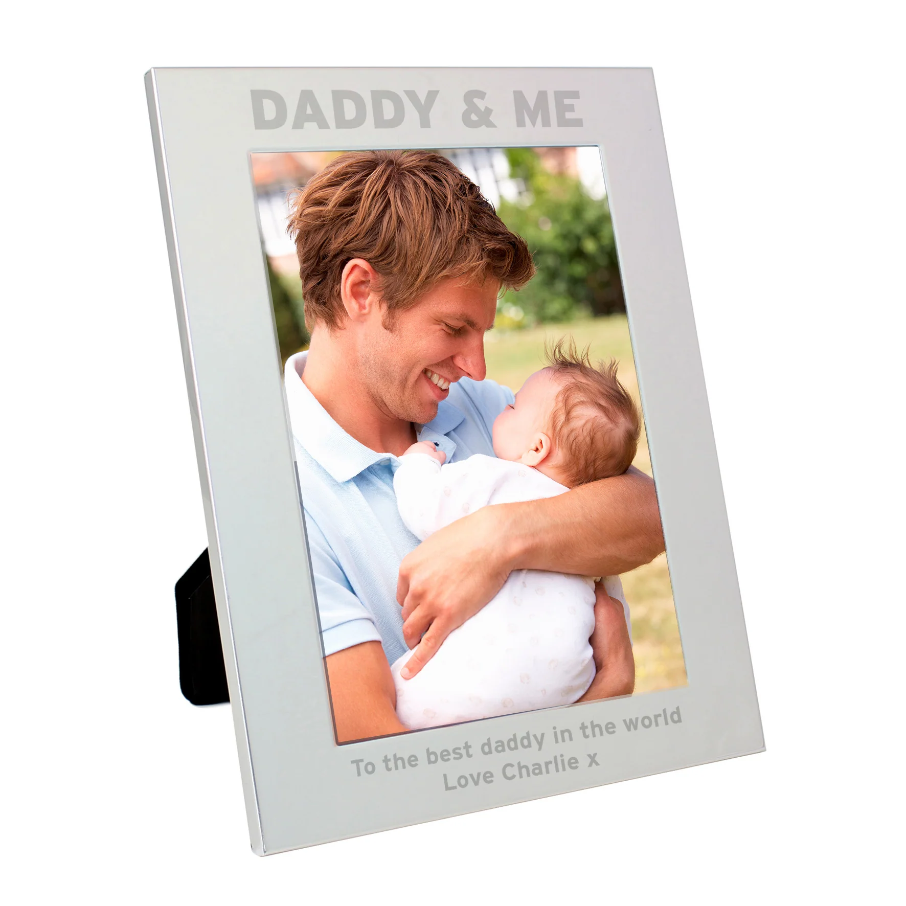Personalised Silver 5x7 Daddy & Me Photo Frame - Image 4