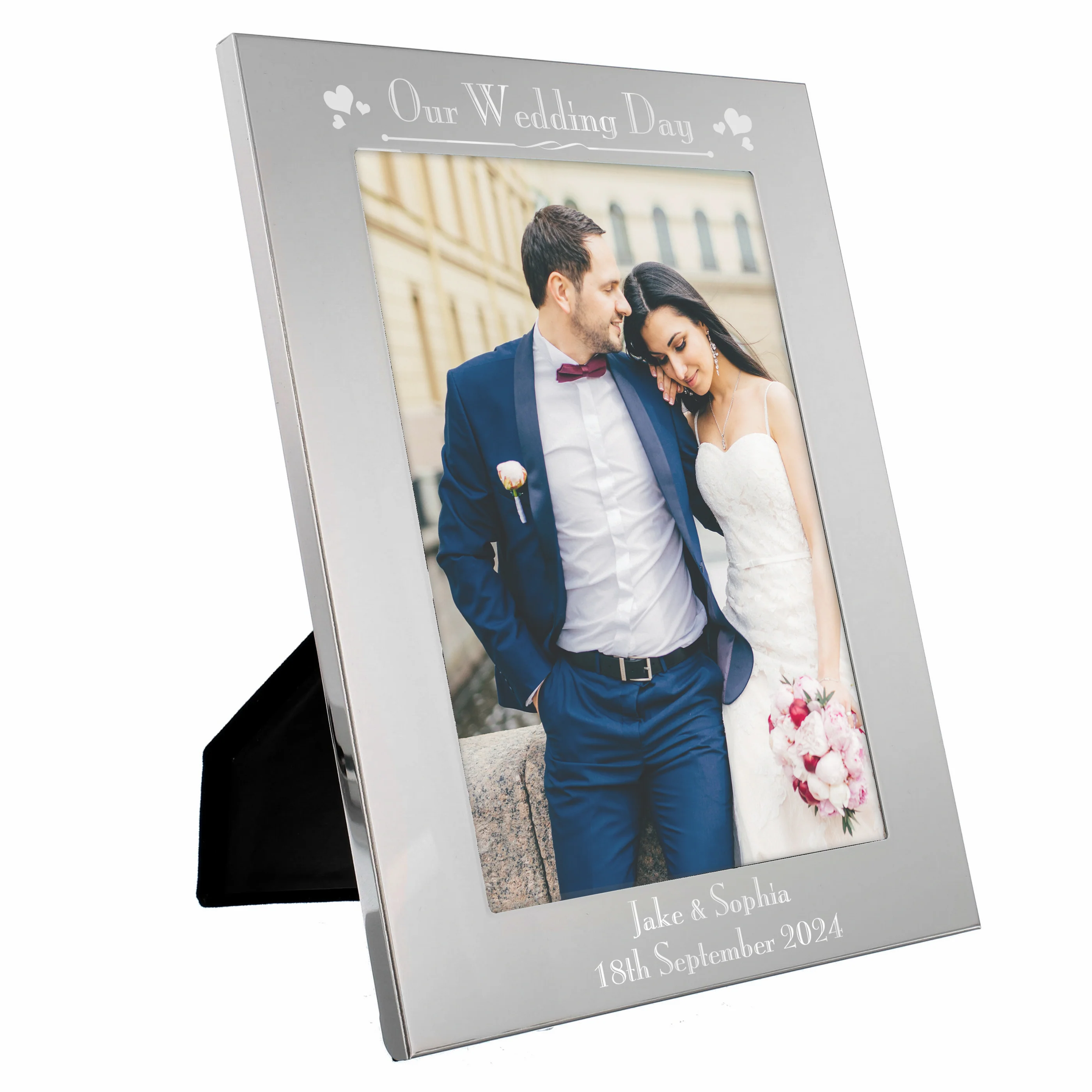 Personalised Silver 5x7 Decorative Our Wedding Day Photo Frame - Image 5