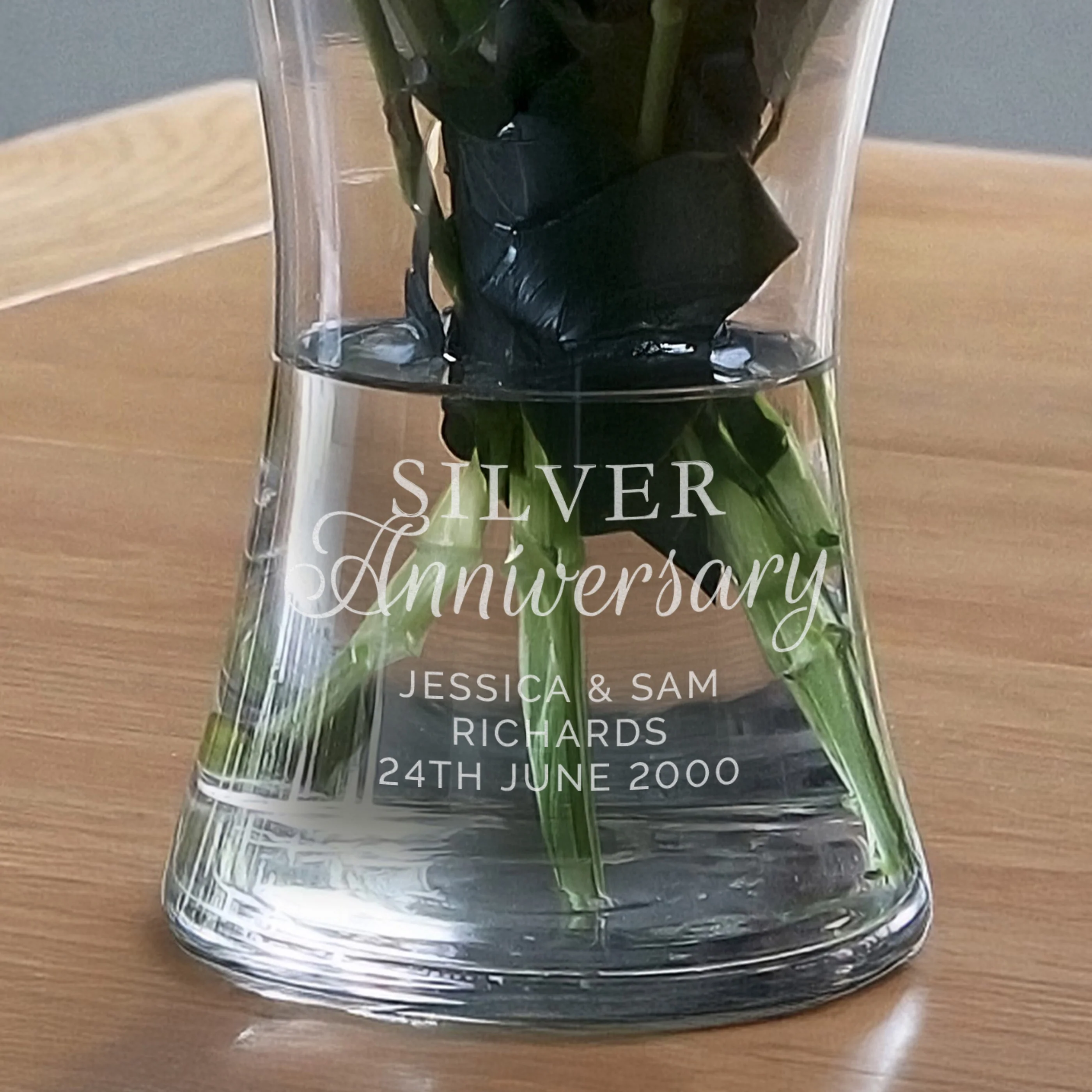 Personalised 'Silver Anniversary' Glass Vase - Image 3