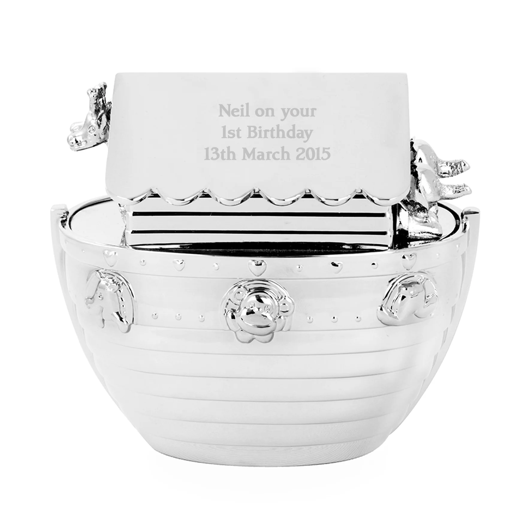 Personalised Silver Noahs Ark Money Box - Image 9