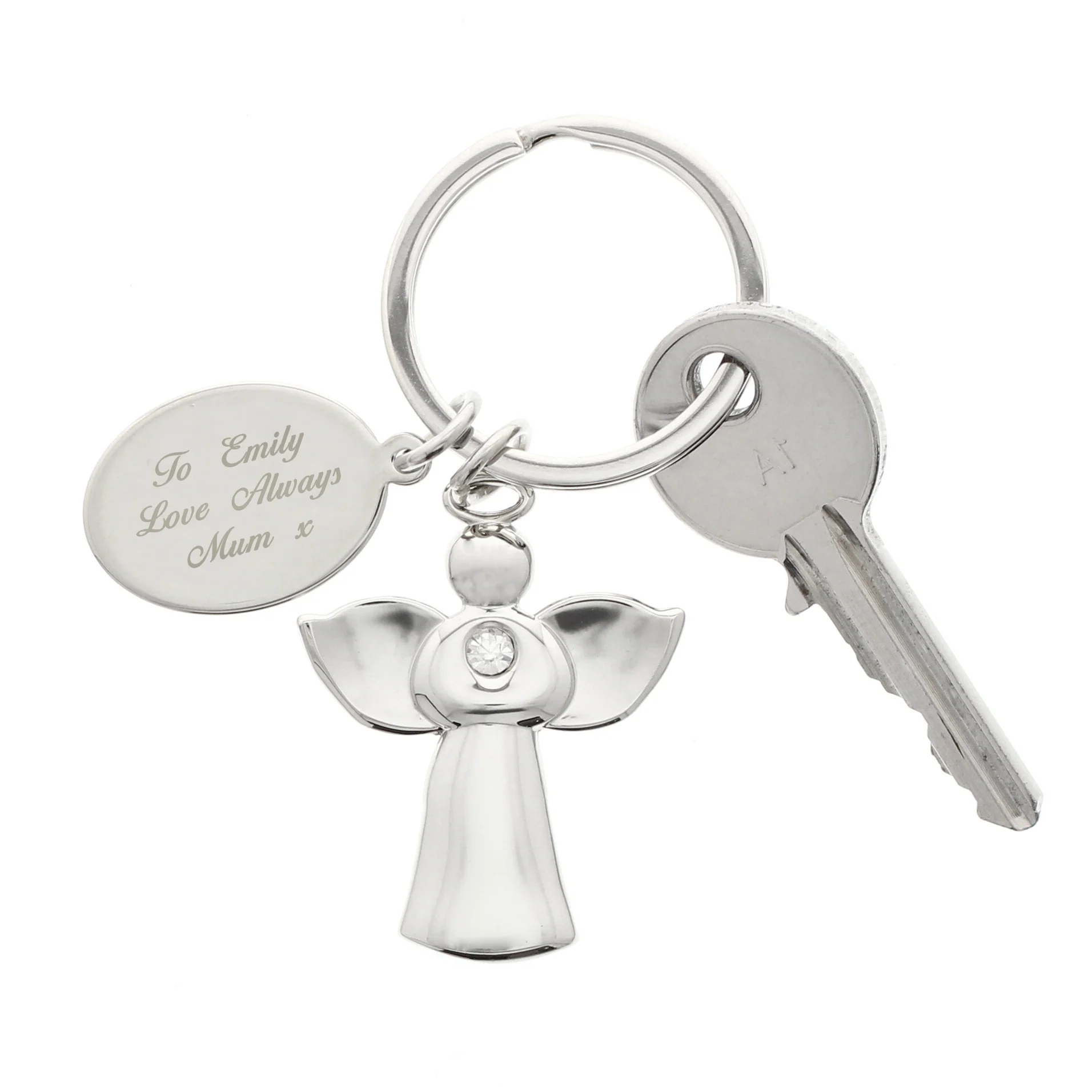 Personalised Silver Plated Angel Keyring - Image 5