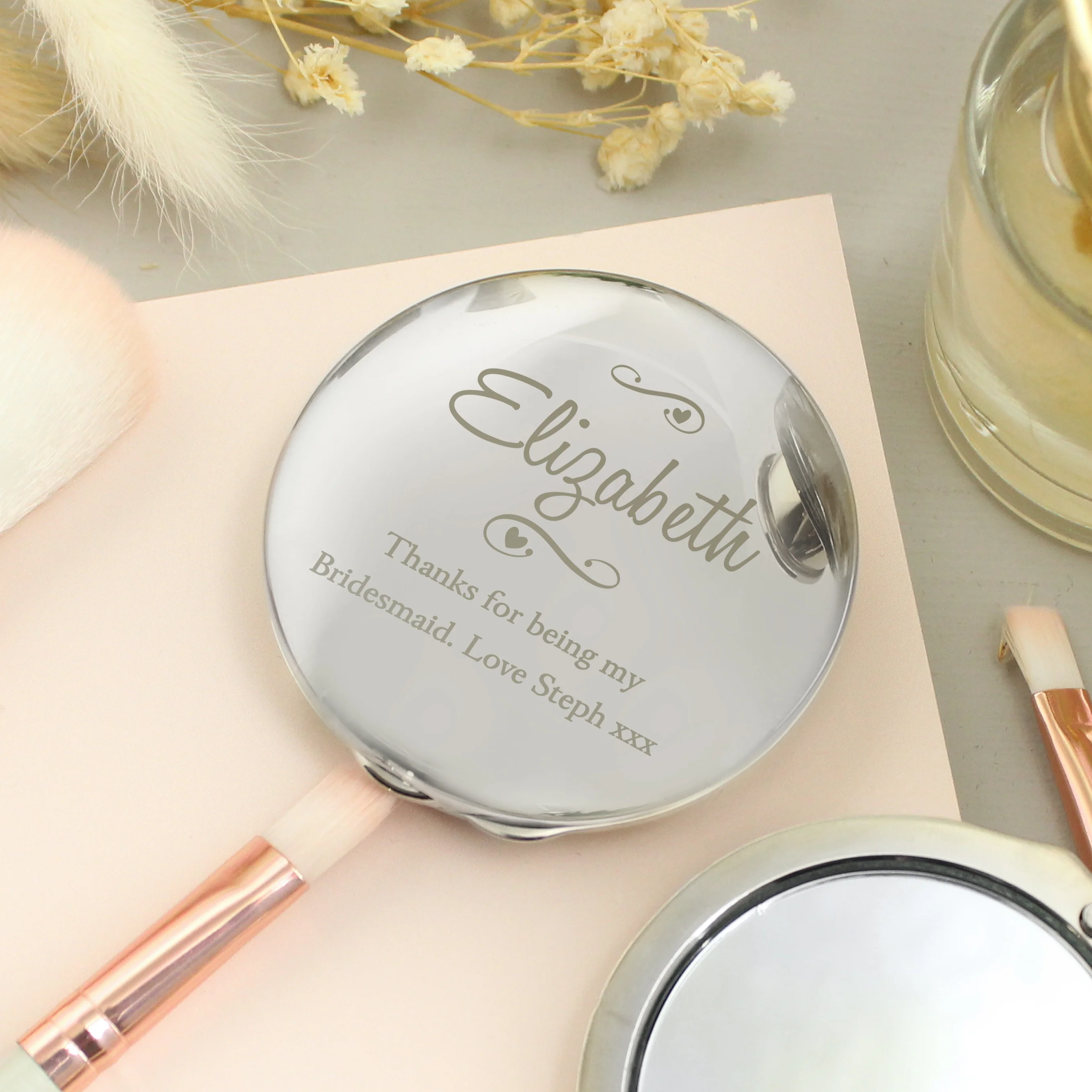 Personalised Silver Round Compact Mirror - Image 2