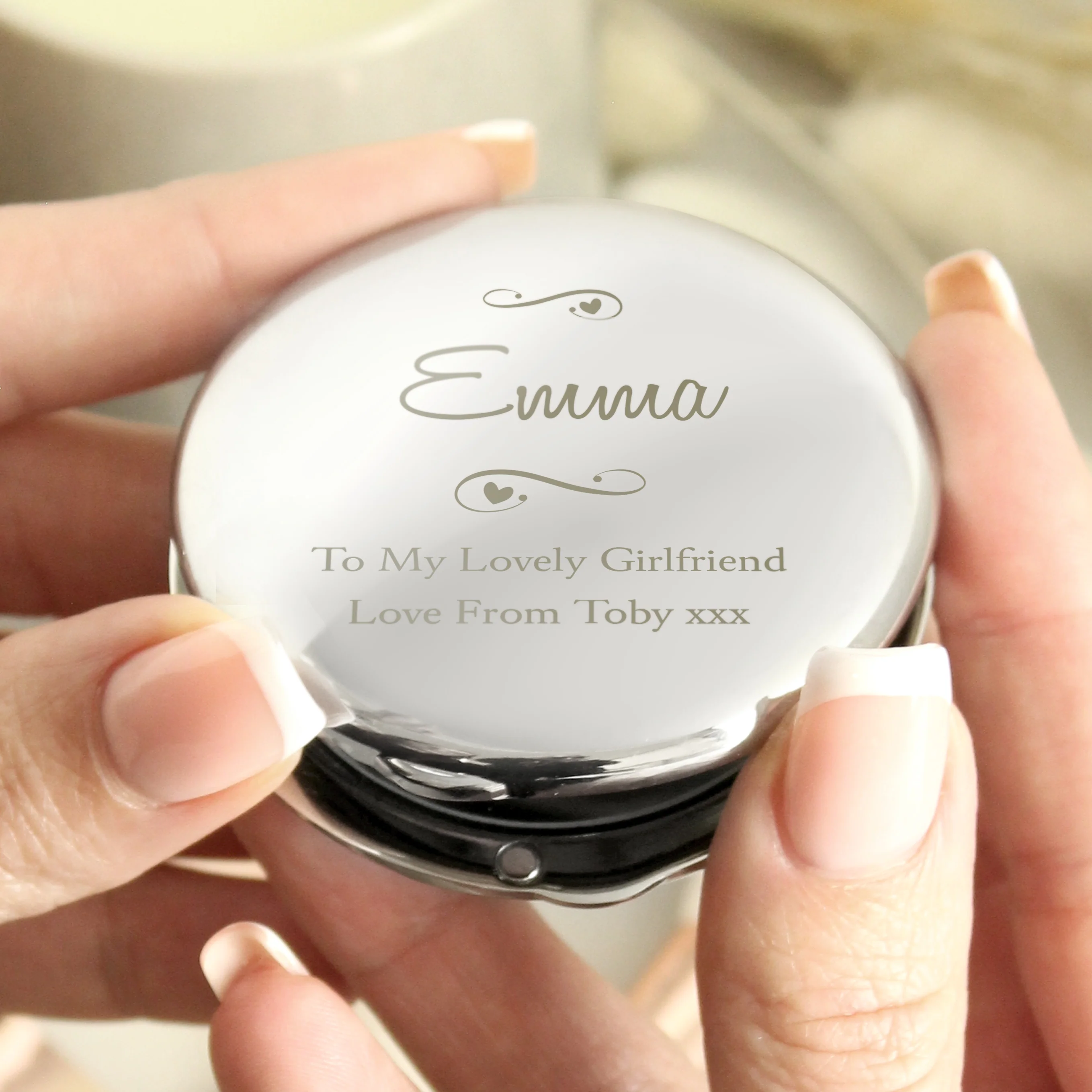 Personalised Silver Round Compact Mirror - Image 4