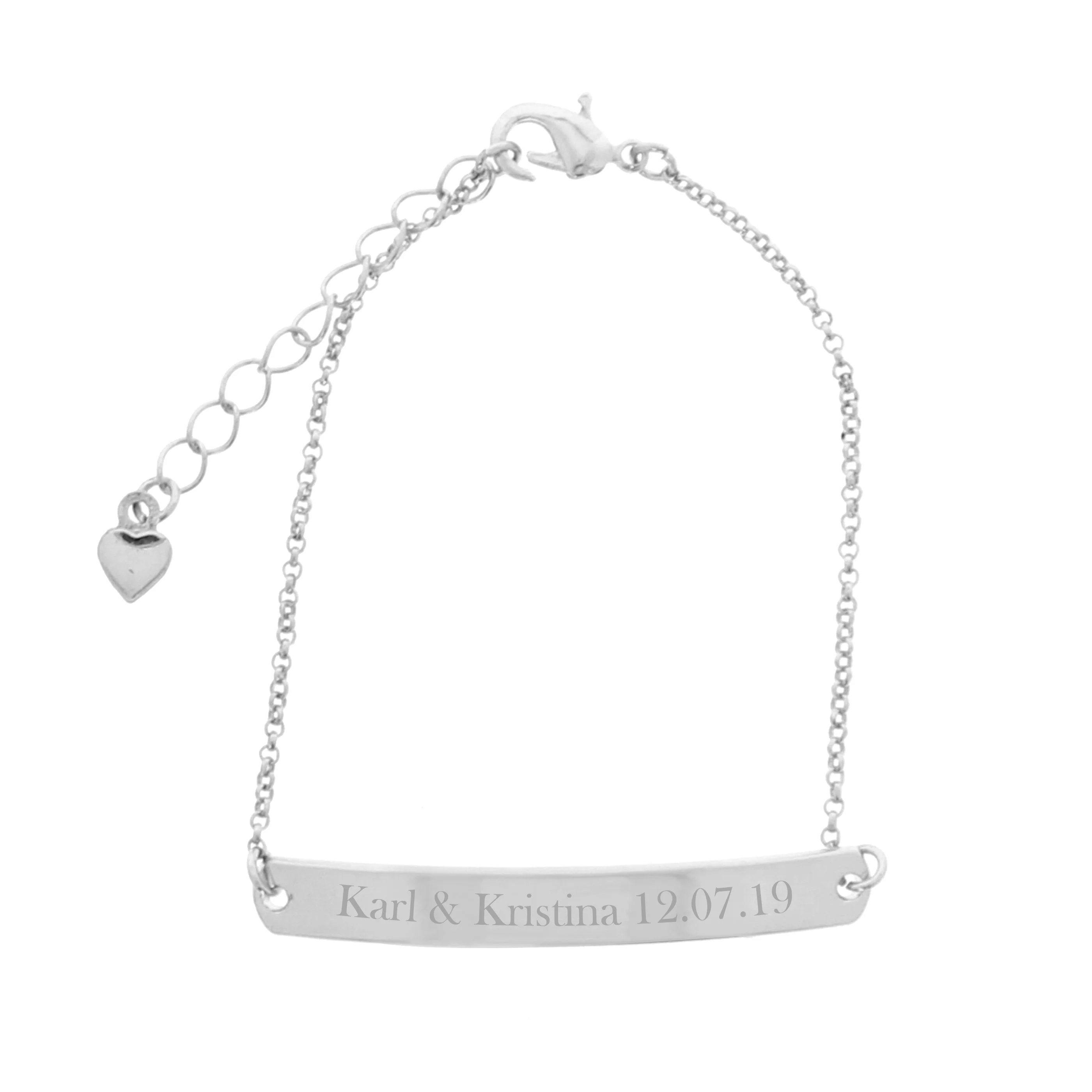 Personalised Silver Tone Bar Bracelet - Image 2
