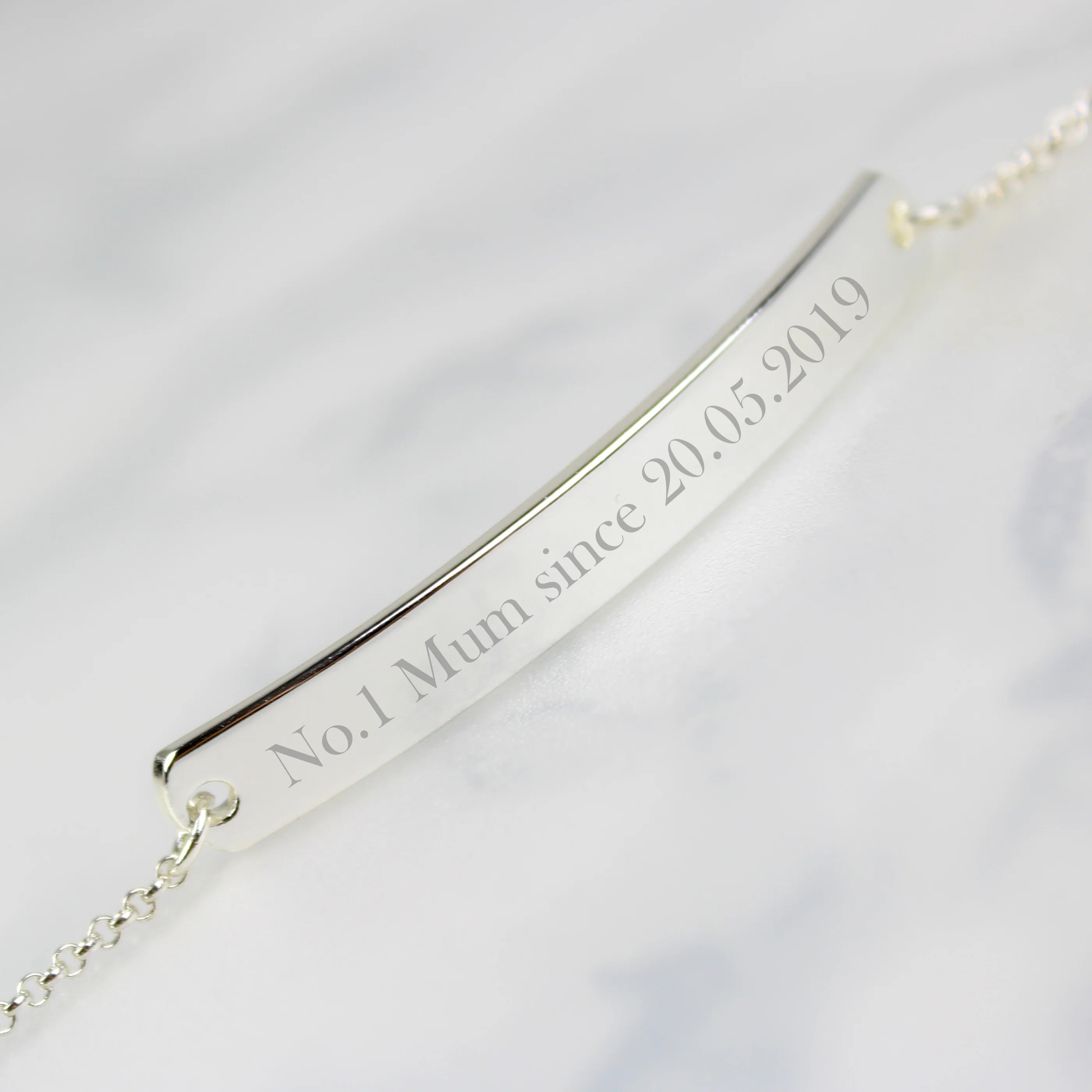 Personalised Silver Tone Bar Bracelet - Image 4