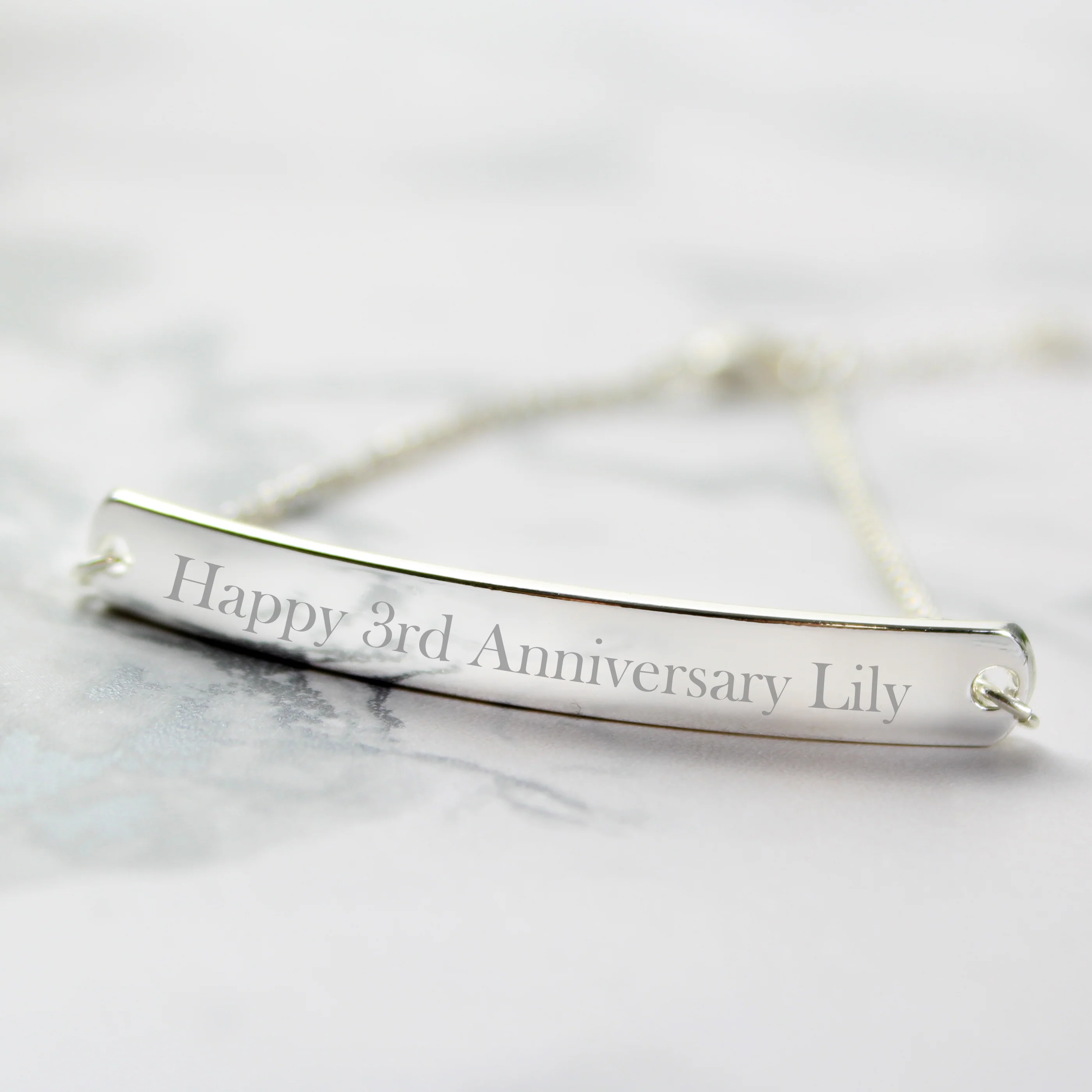 Personalised Silver Tone Bar Bracelet - Image 5
