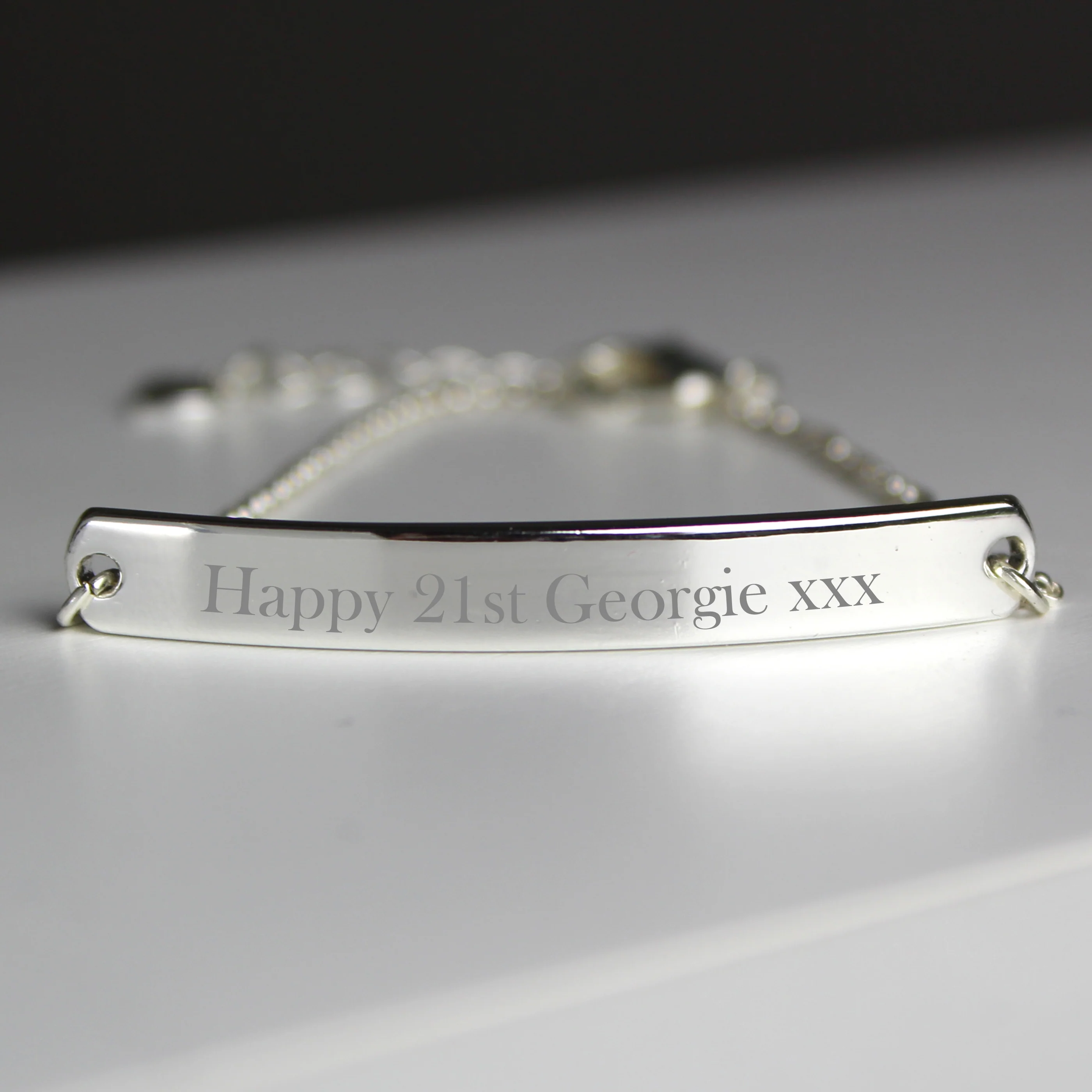 Personalised Silver Tone Bar Bracelet - Image 6