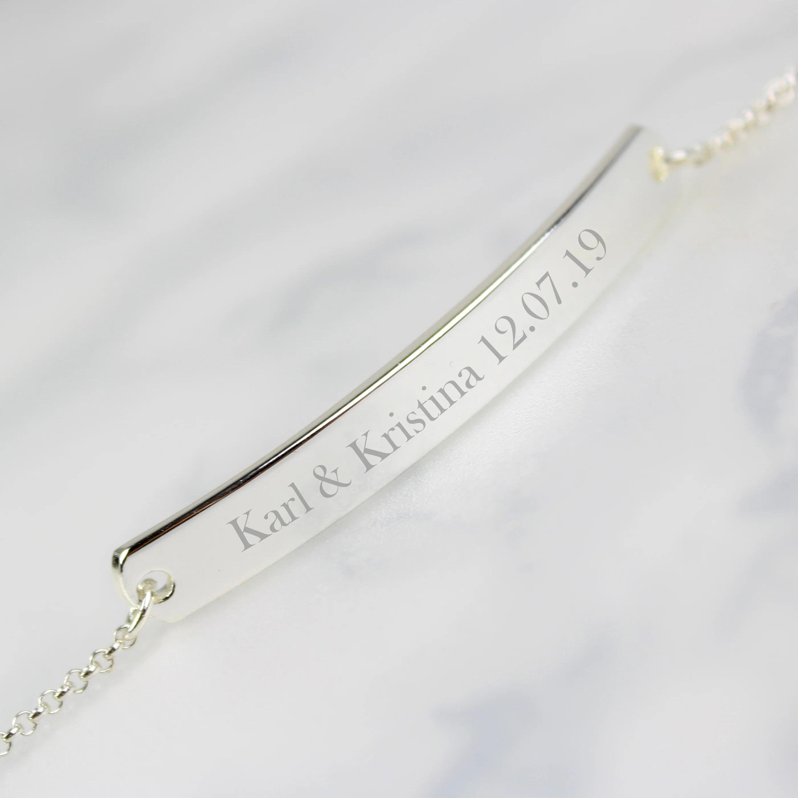 Personalised Silver Tone Bar Bracelet - Image 7