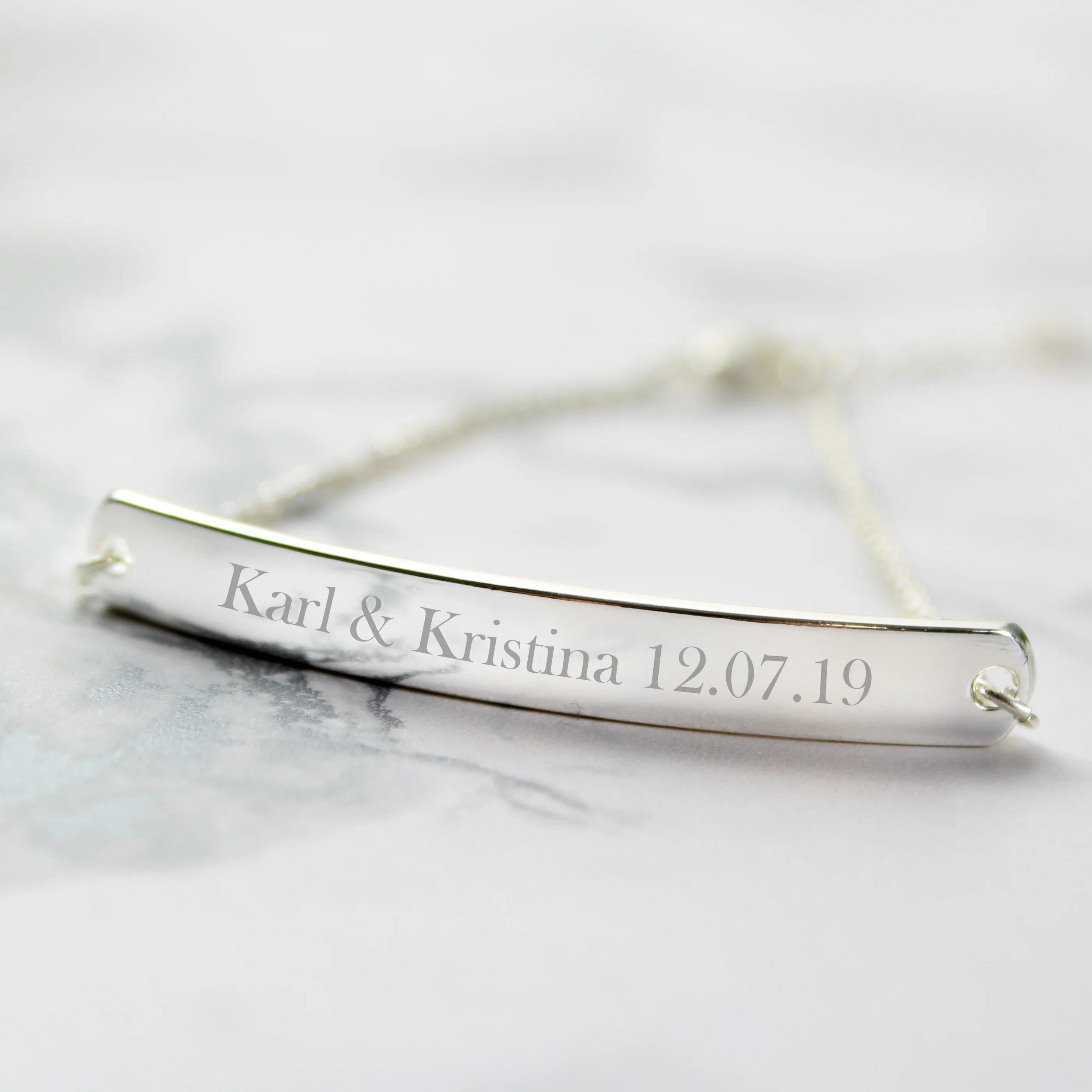 Personalised Silver Tone Bar Bracelet - Image 8