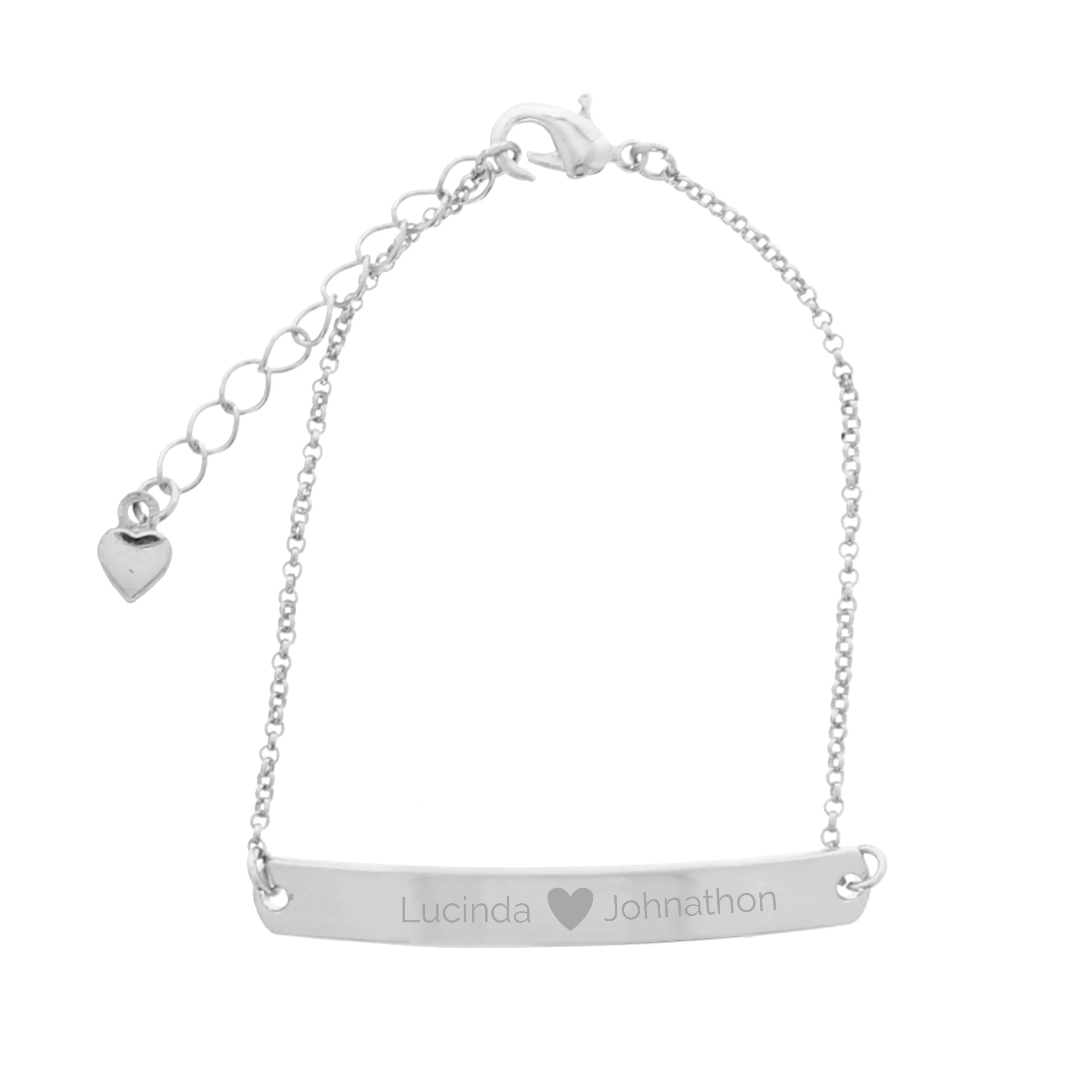 Personalised Silver Tone Heart Bar Bracelet - Image 2