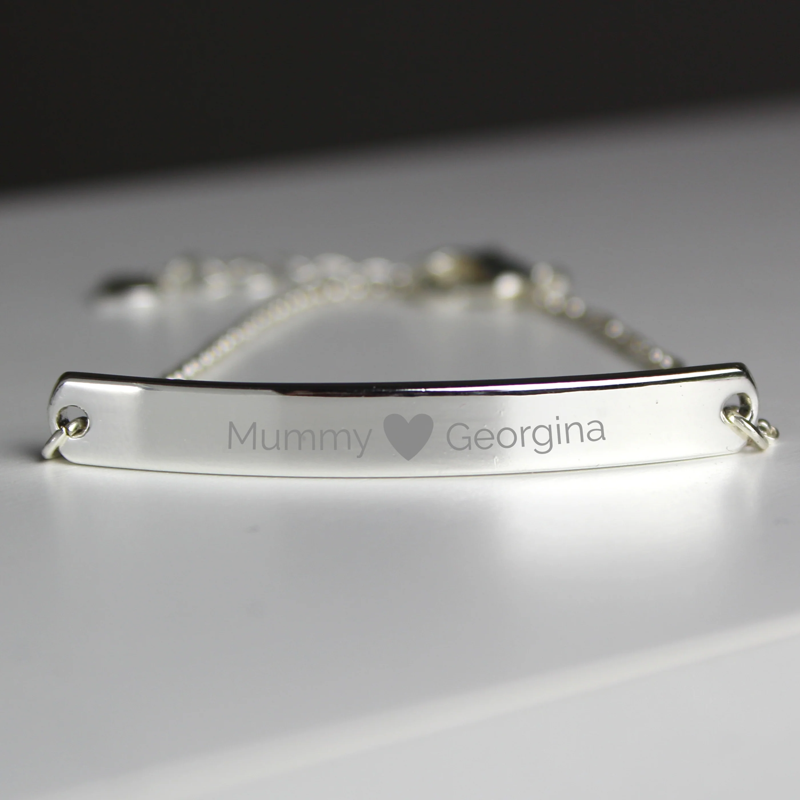 Personalised Silver Tone Heart Bar Bracelet - Image 8