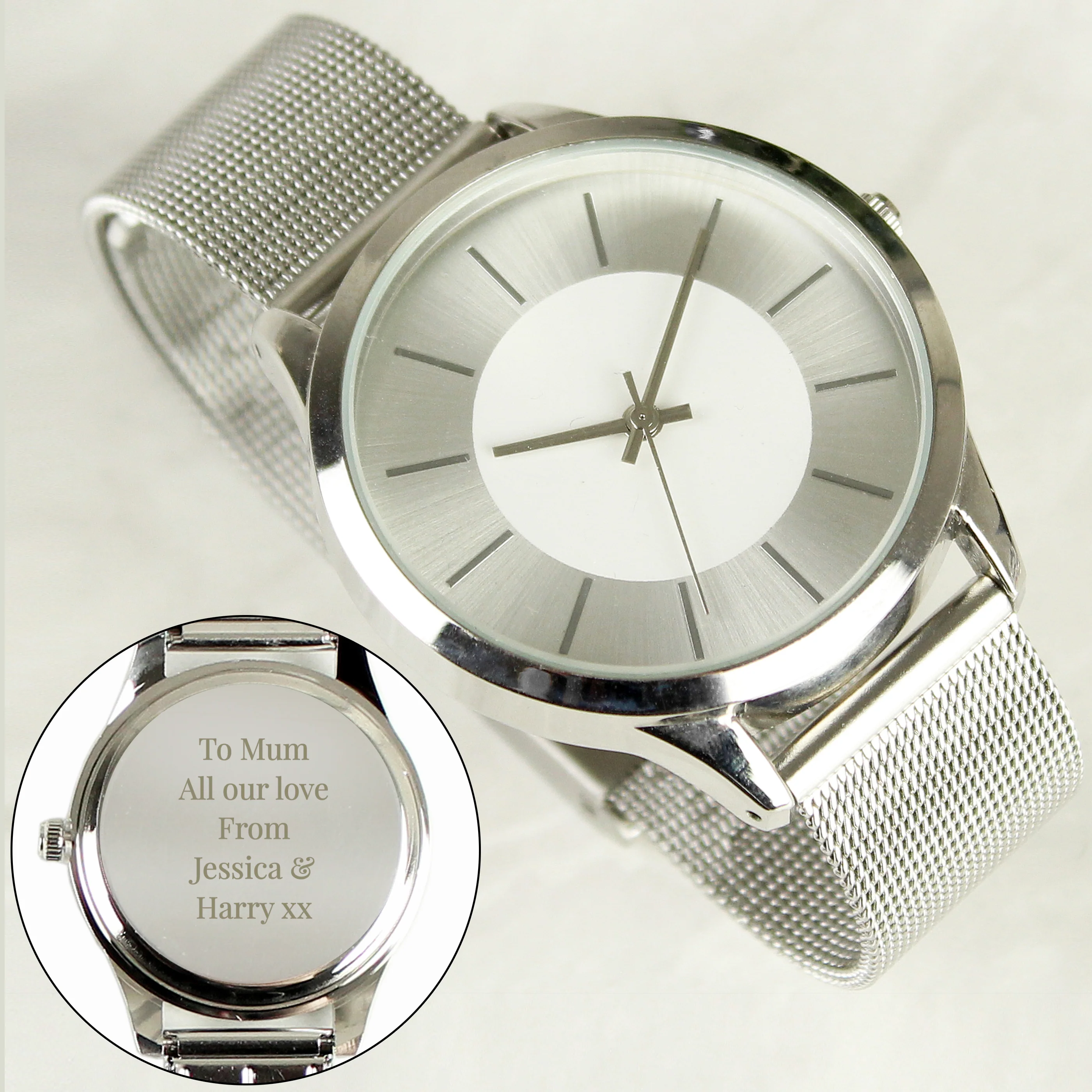 Personalised Silver with Mesh Style Strap Watch - Image 11