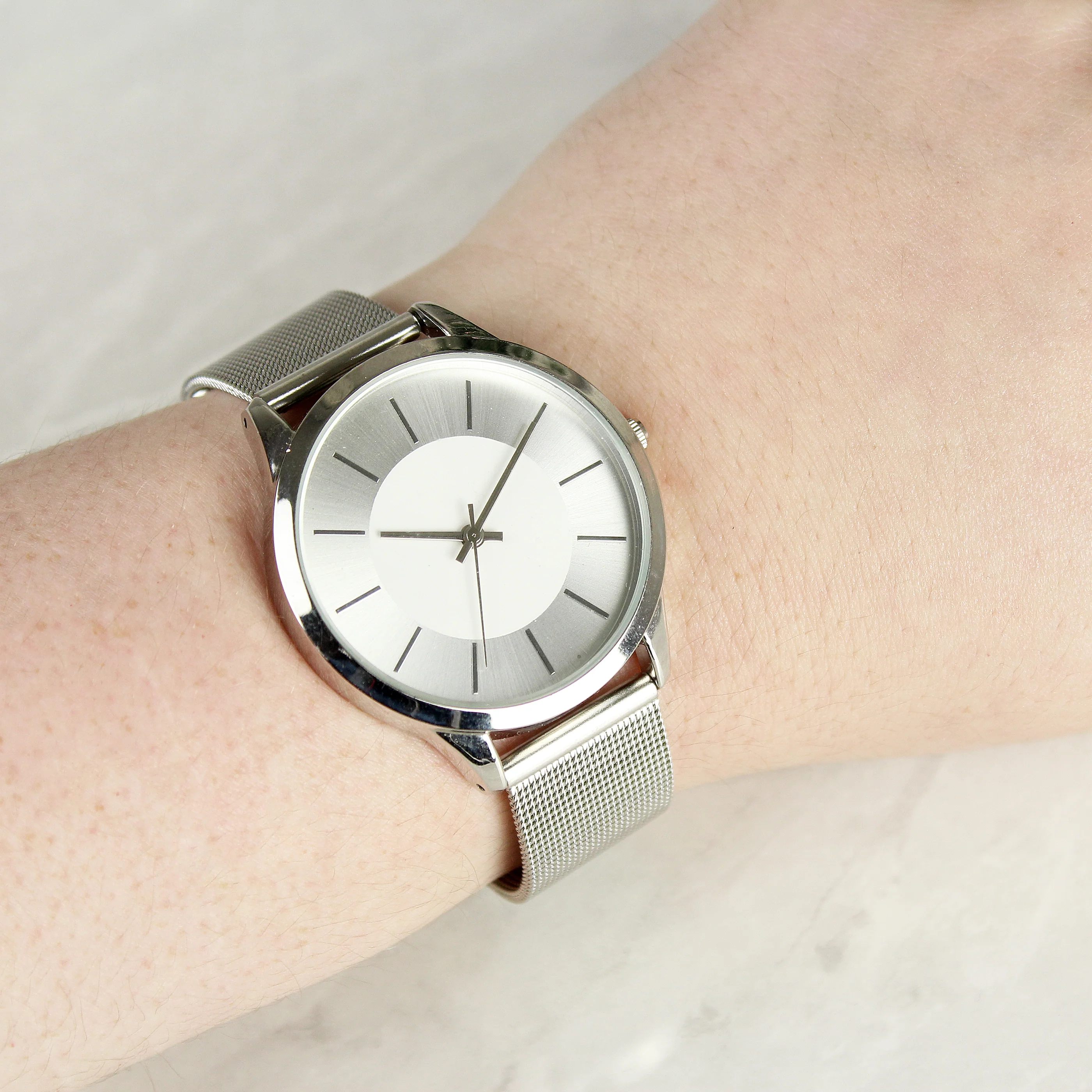 Personalised Silver with Mesh Style Strap Watch - Image 9