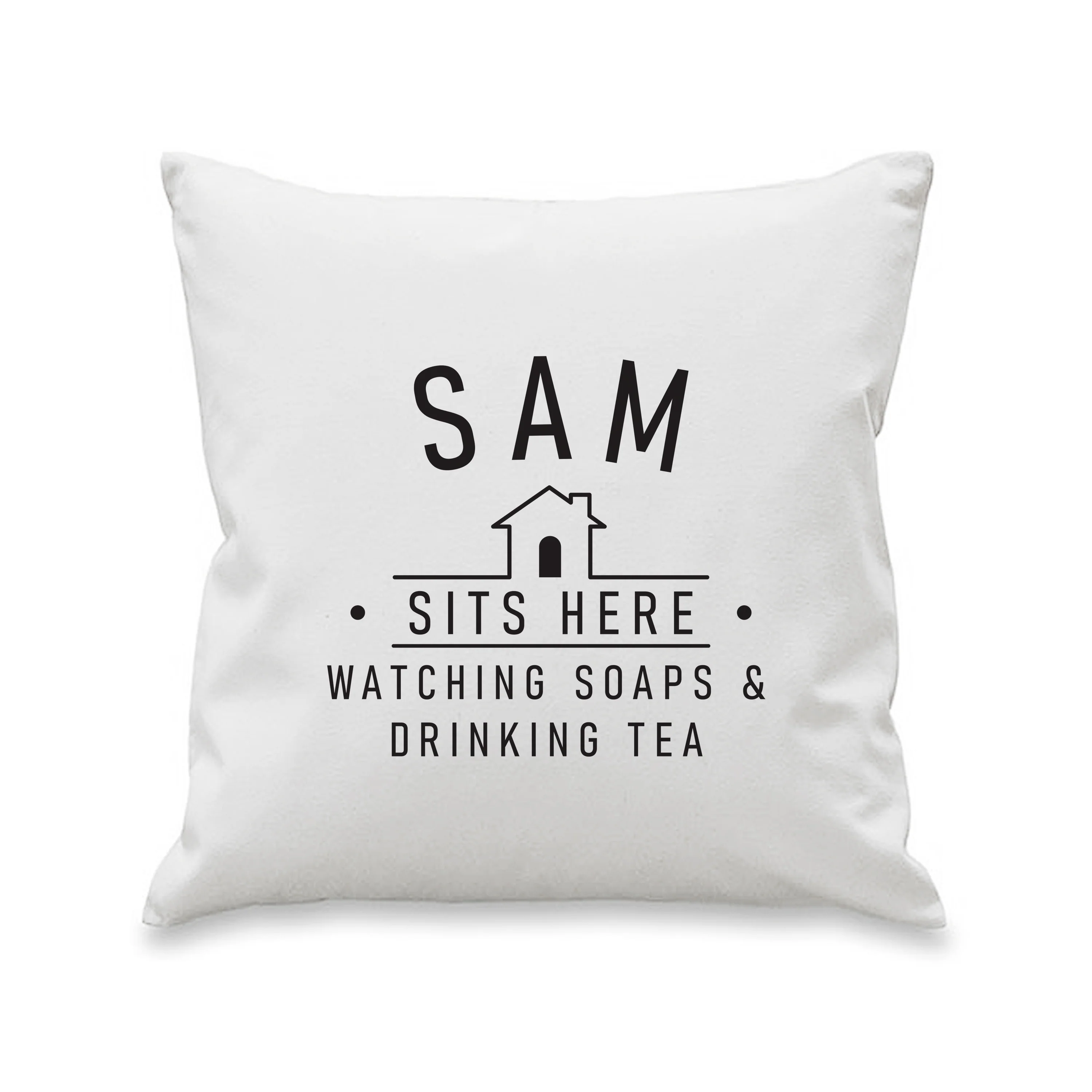 Personalised ...Sits Here Cushion - Image 3
