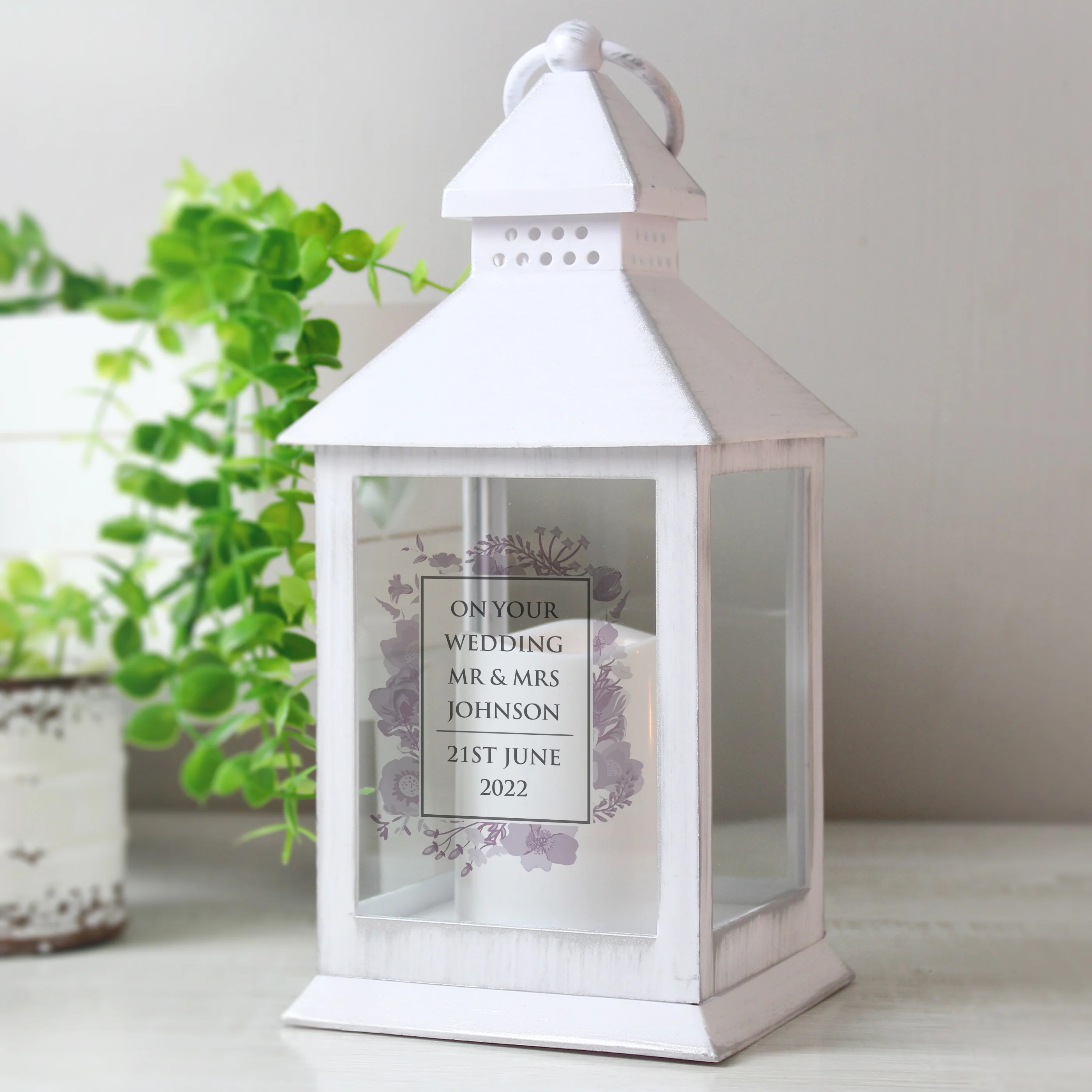 Personalised Soft Watercolour White Lantern - Image 3