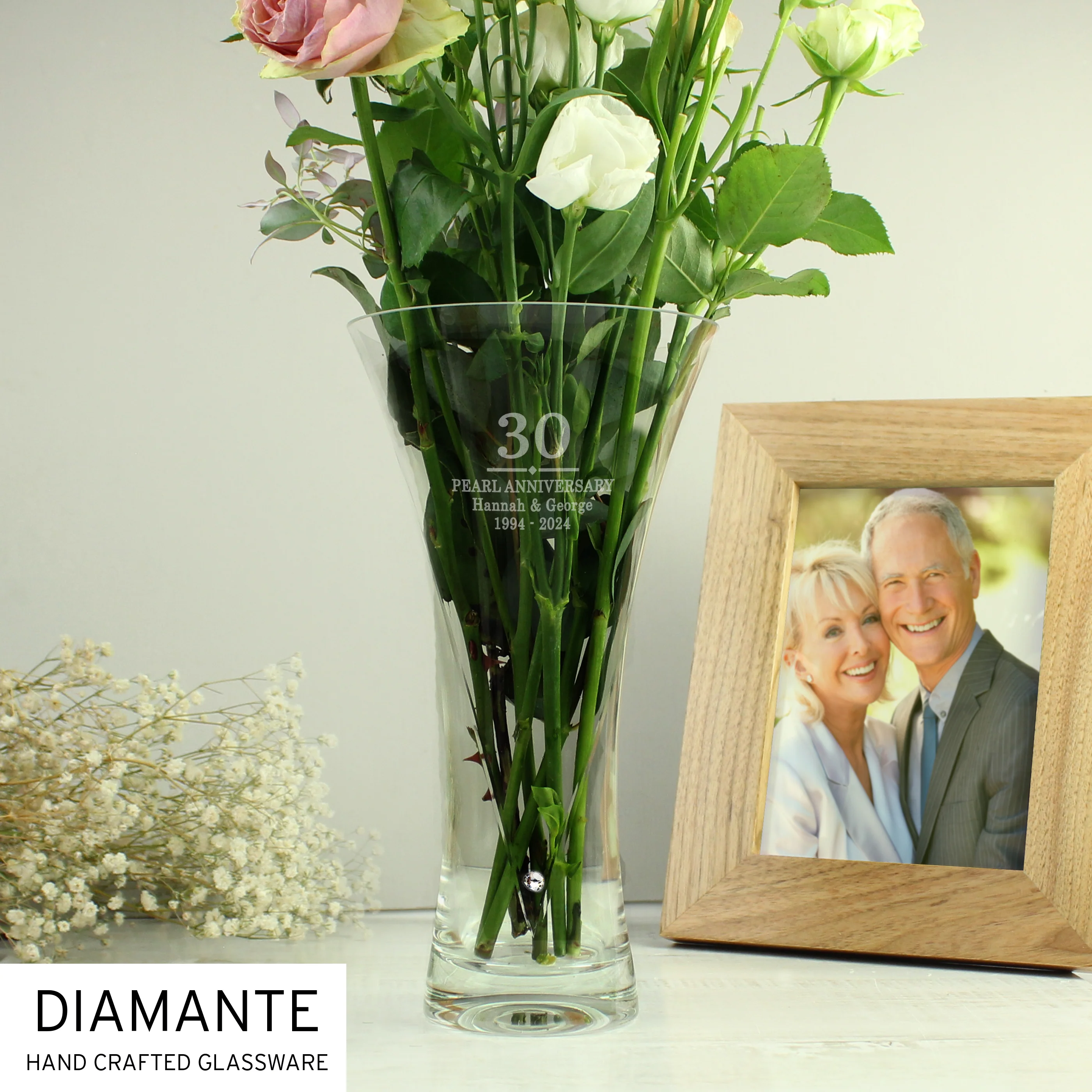 Personalised Special Year Diamante Heart Vase - Image 2