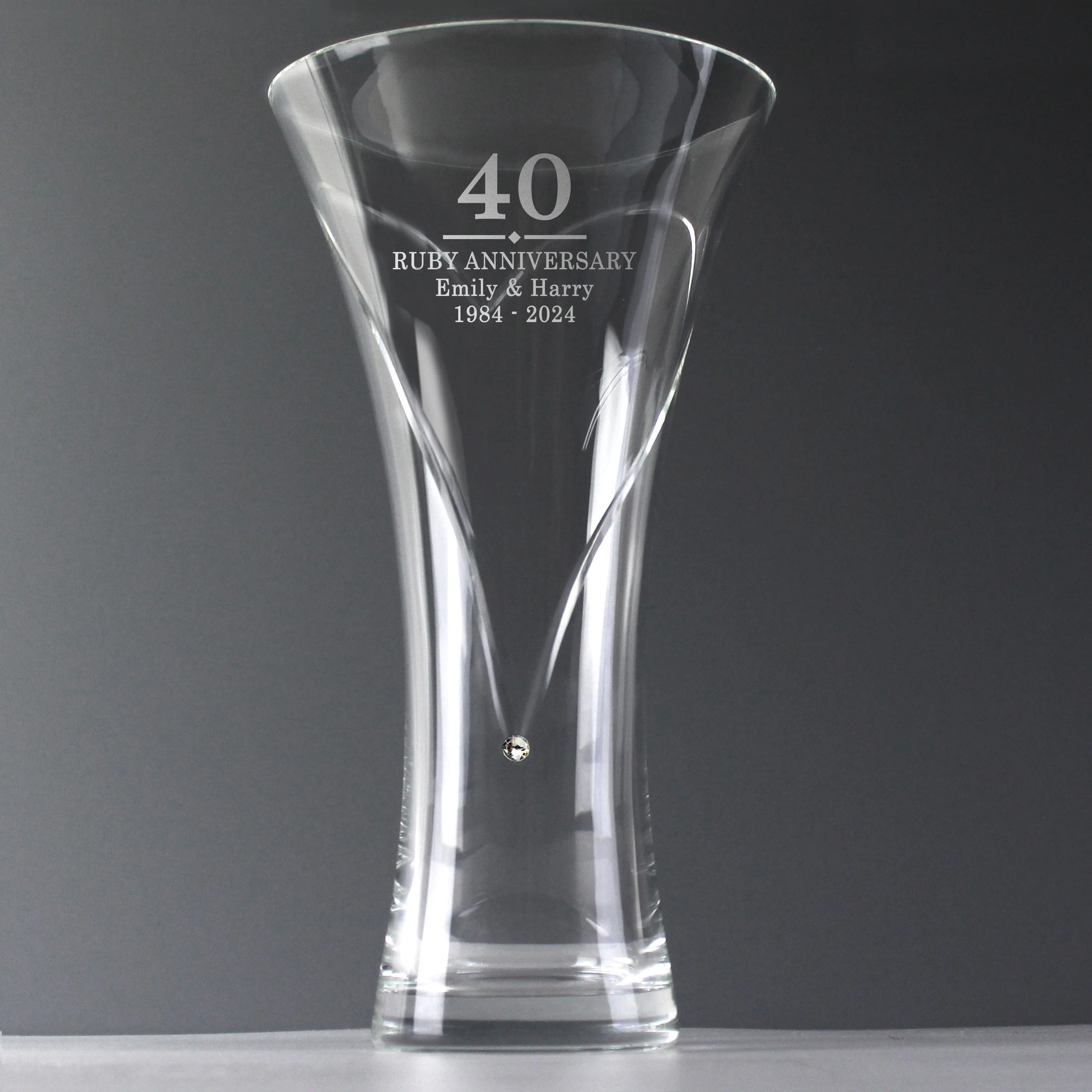 Personalised Special Year Diamante Heart Vase - Image 3