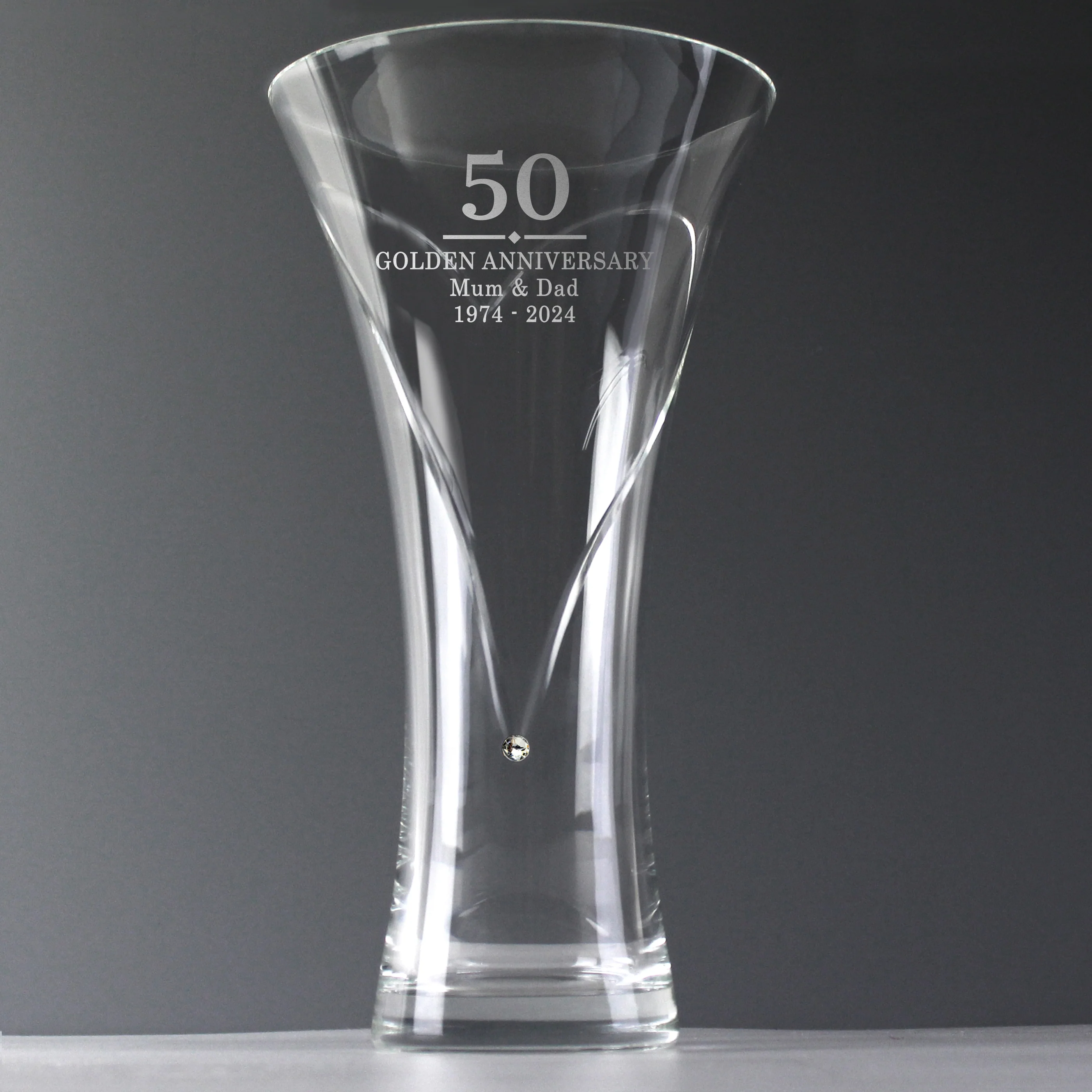 Personalised Special Year Diamante Heart Vase - Image 4