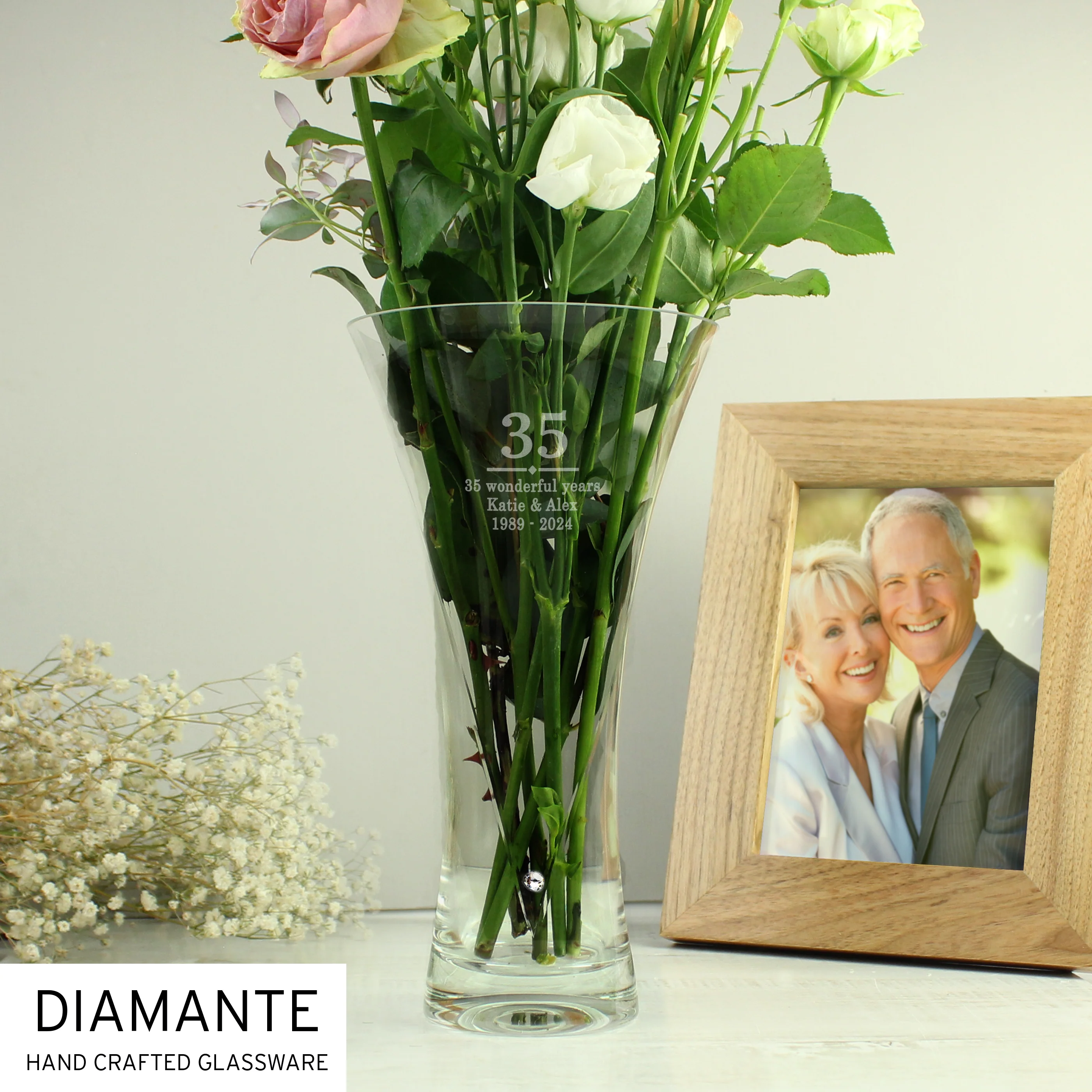 Personalised Special Year Diamante Heart Vase - Image 6