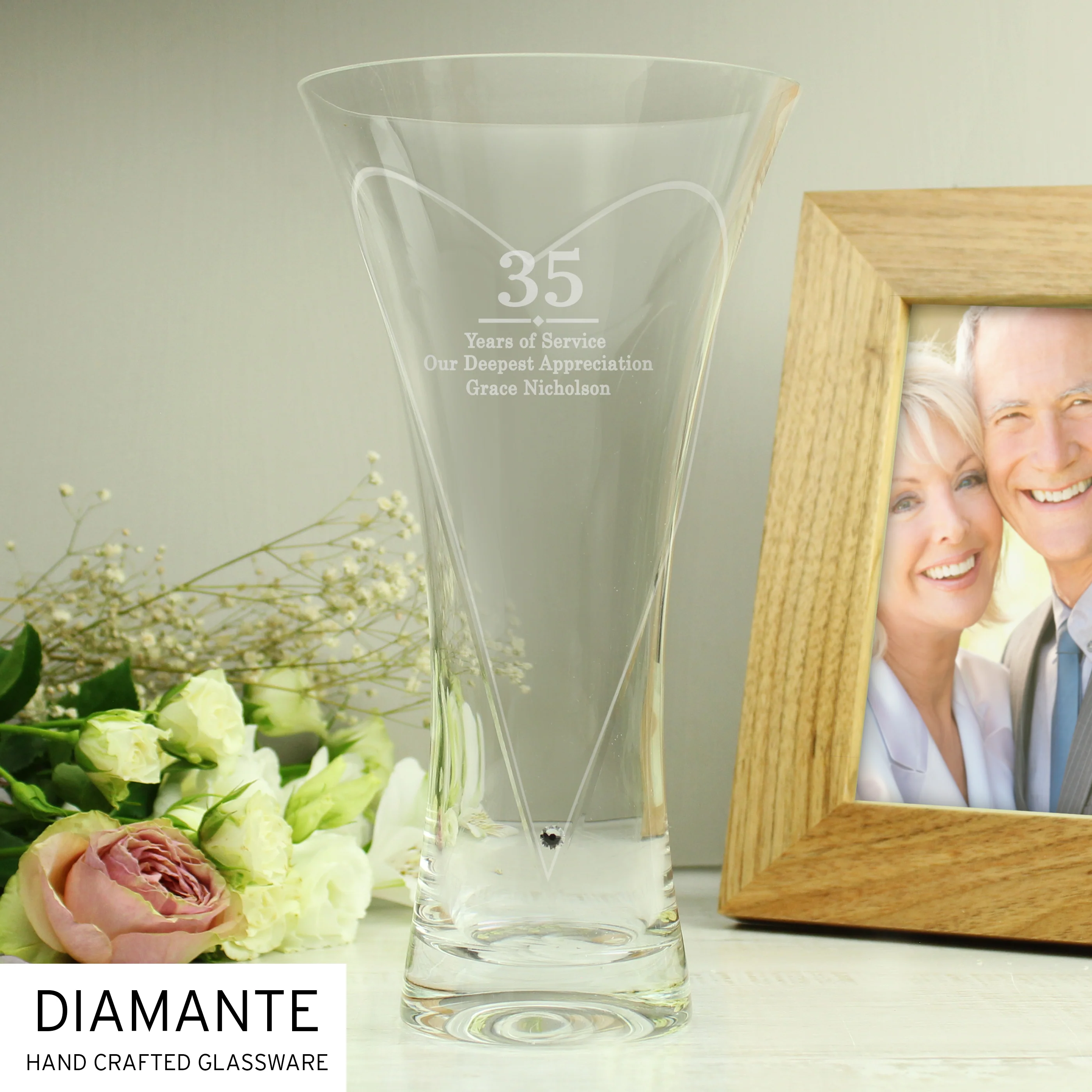 Personalised Special Year Diamante Heart Vase - Image 7