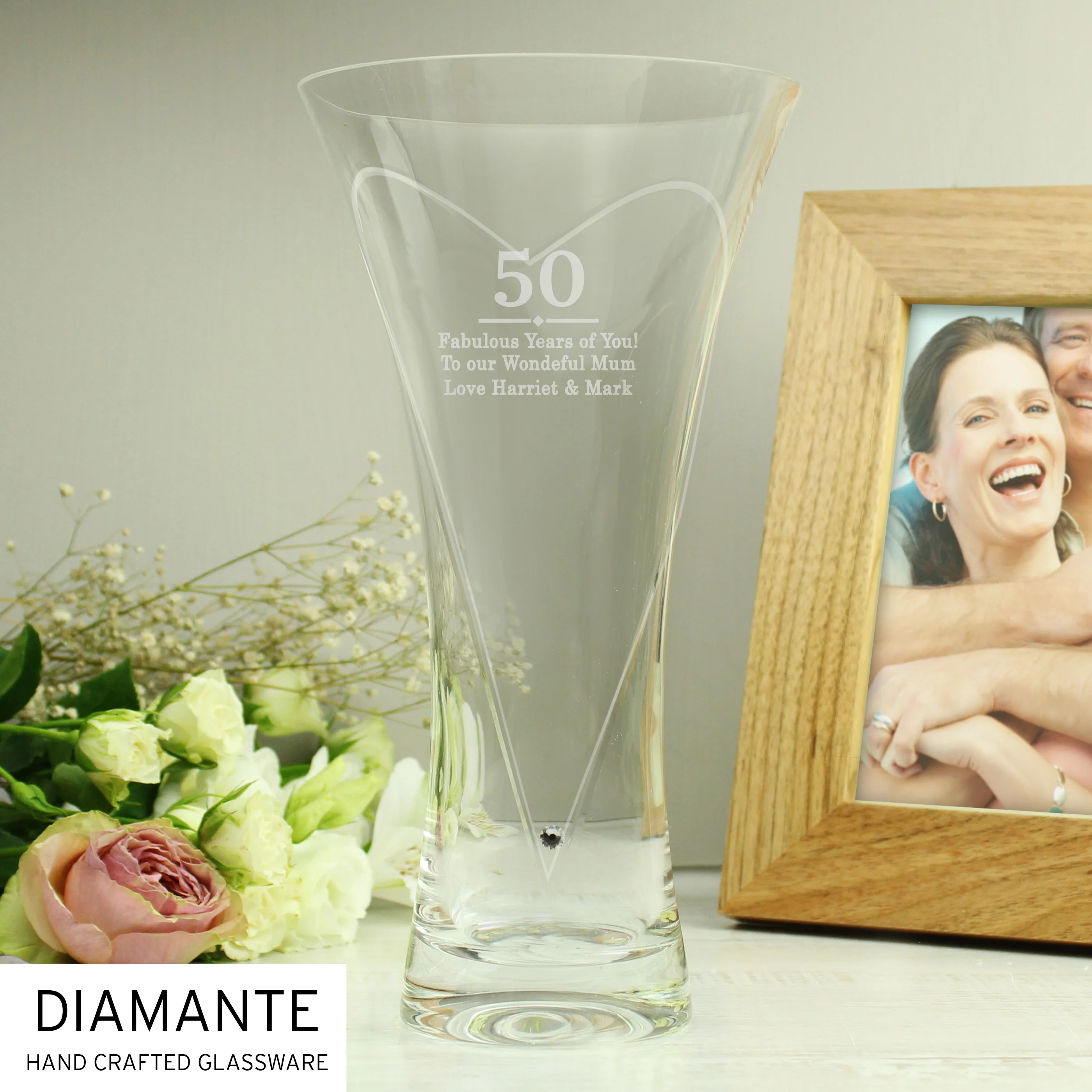 Personalised Special Year Diamante Heart Vase - Image 8