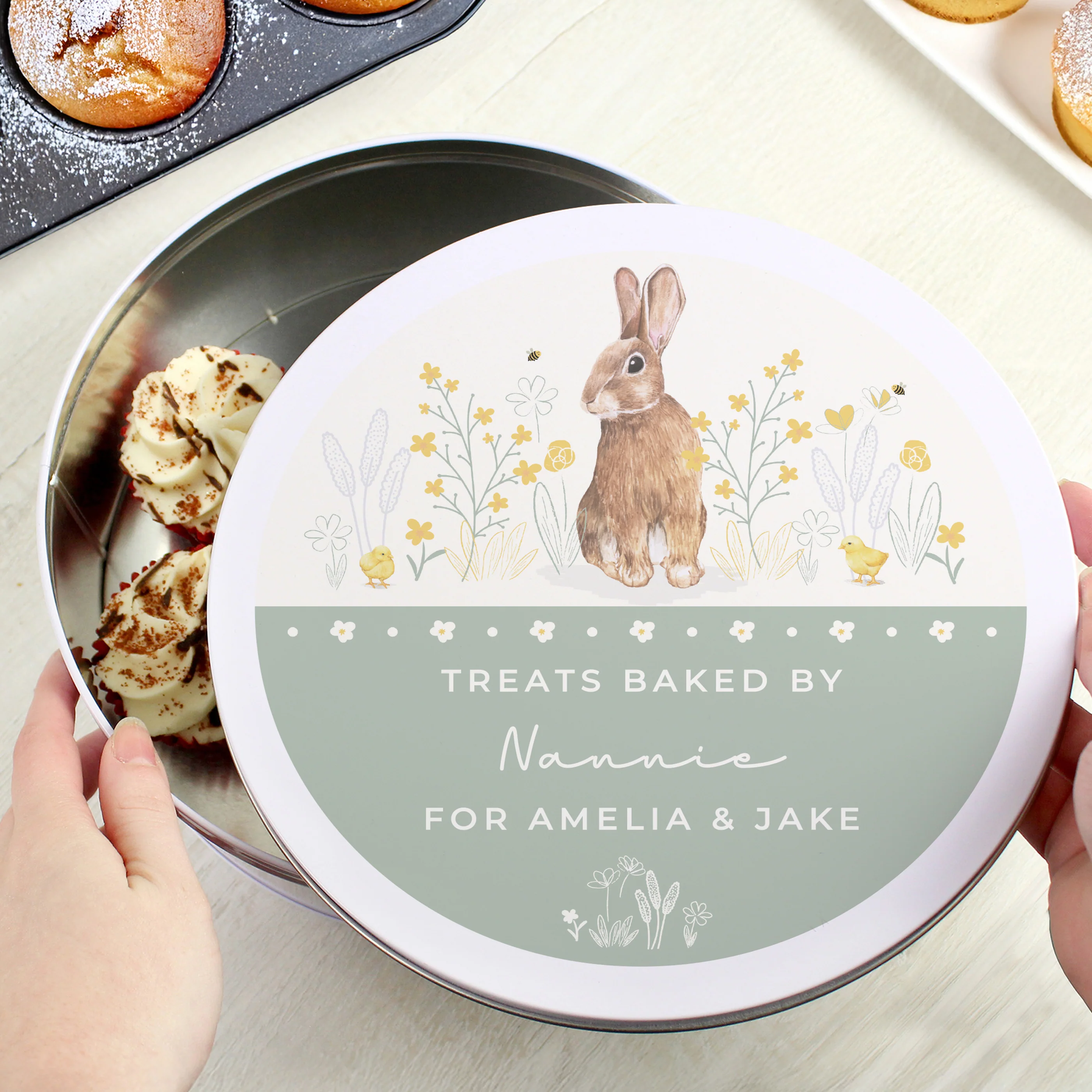 Personalised Spring Bunny Cake Tin - Image 2