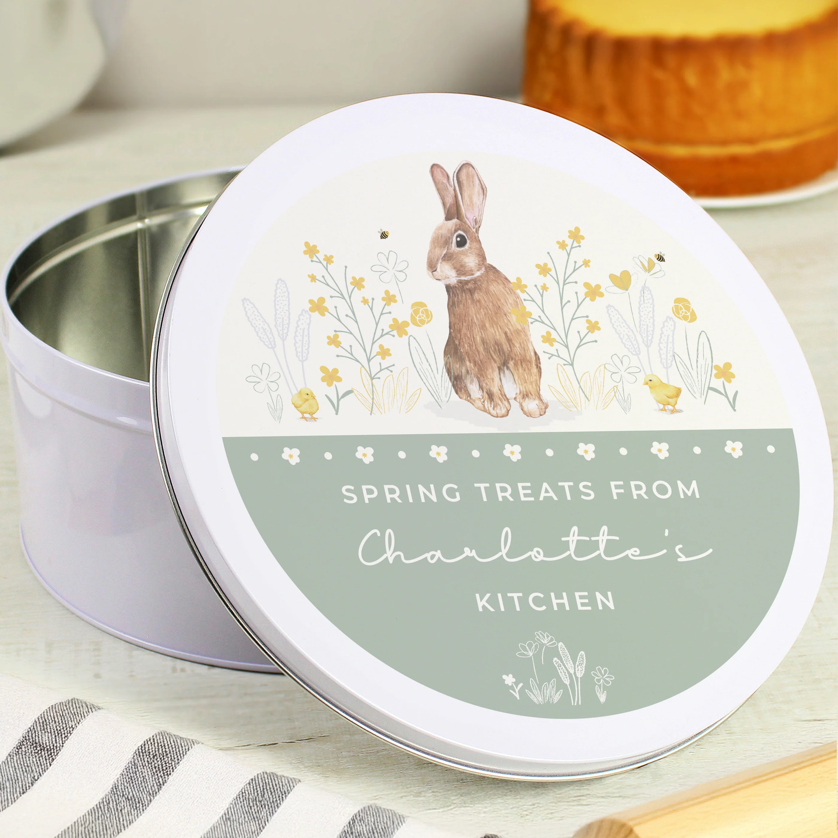 Personalised Spring Bunny Cake Tin - Image 3