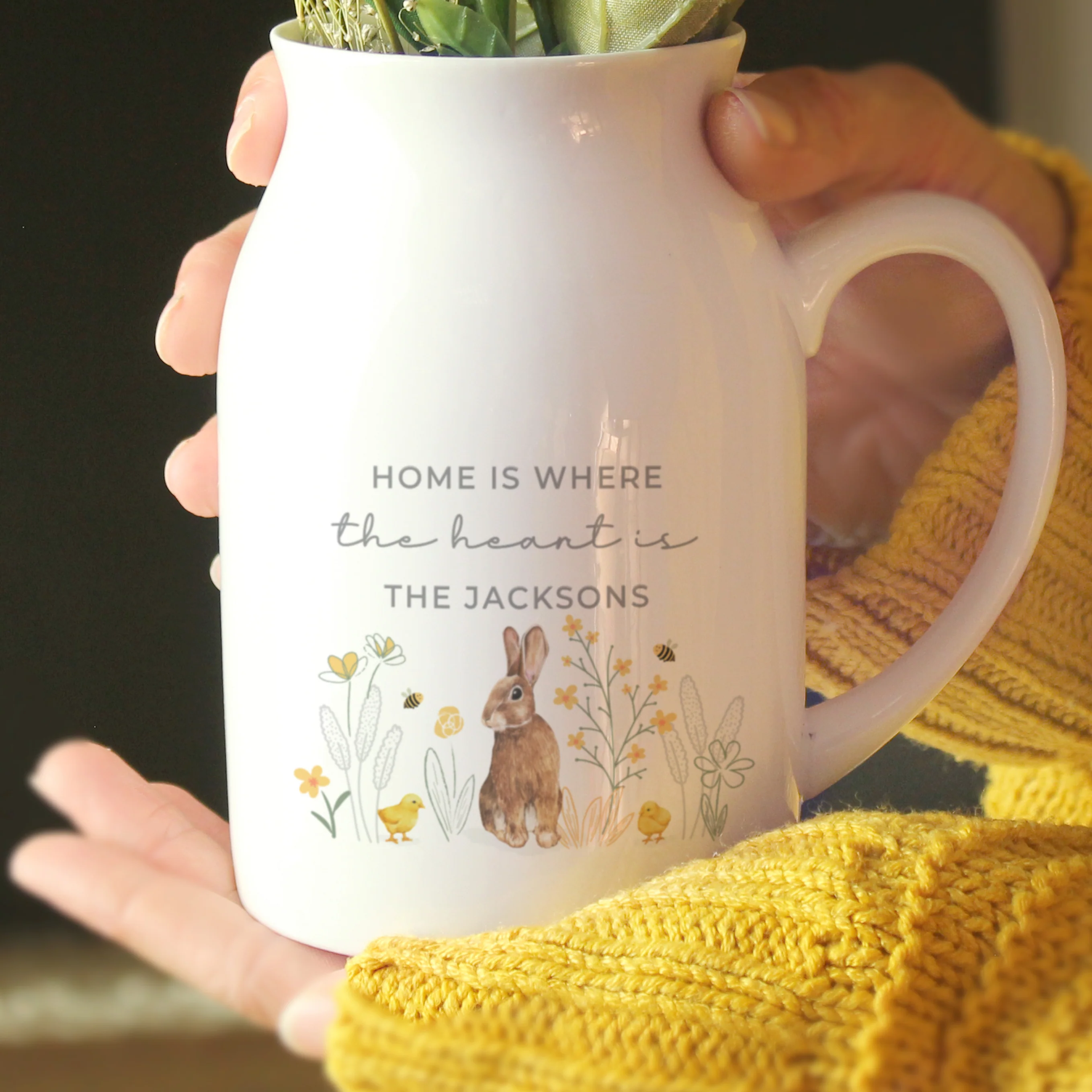 Personalised Spring Bunny Jug Vase - Image 3