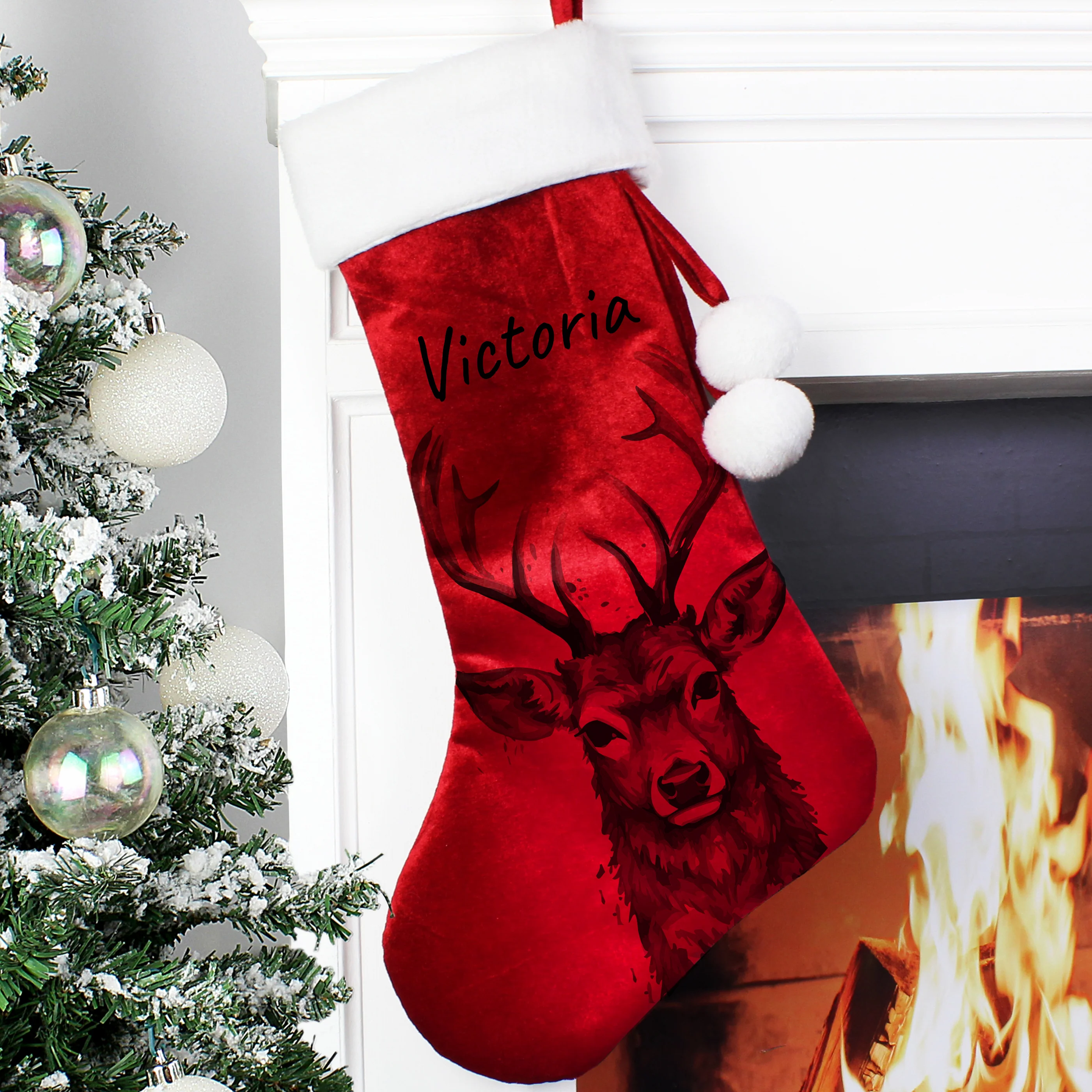 Personalised Stag Red Stocking - Image 3