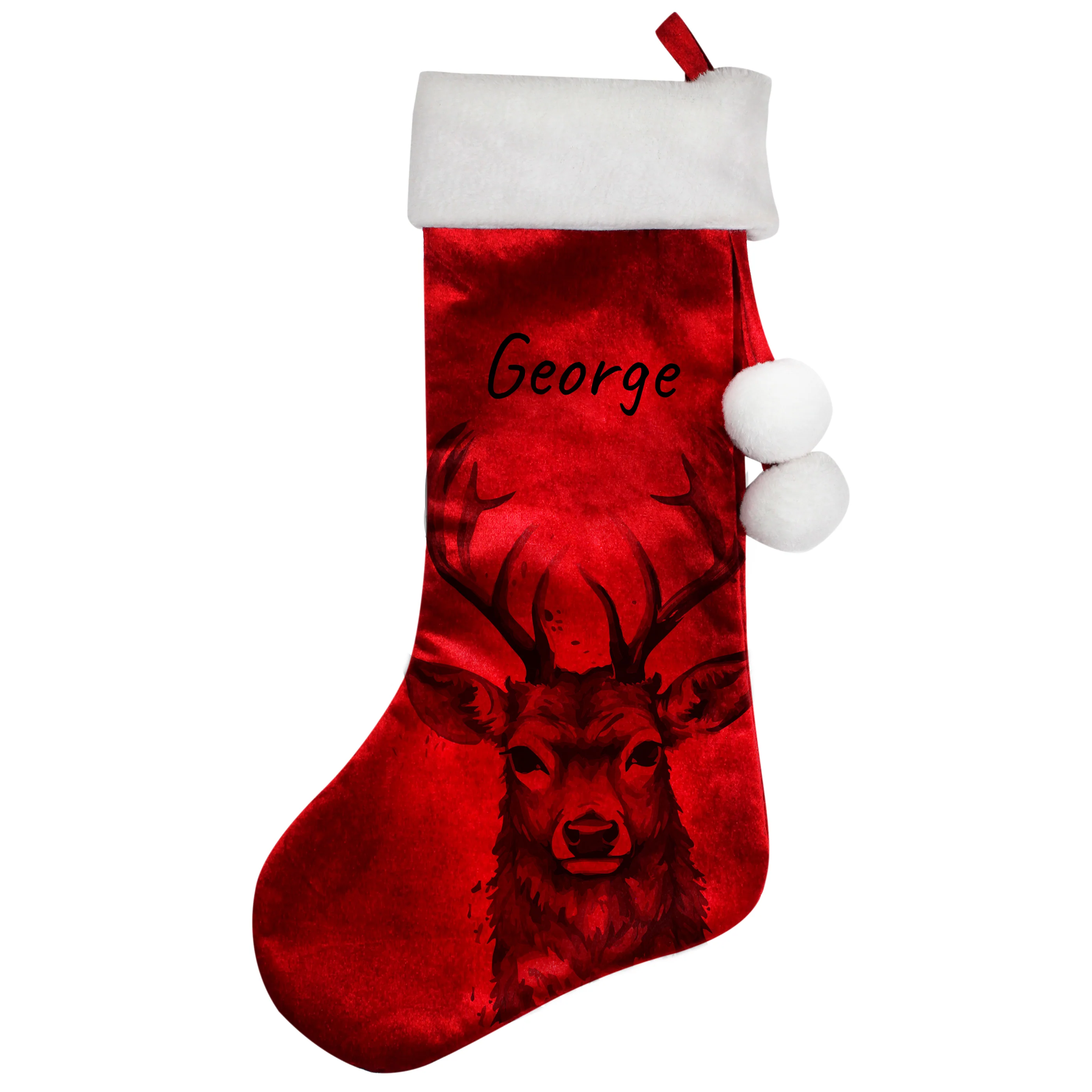 Personalised Stag Red Stocking - Image 4