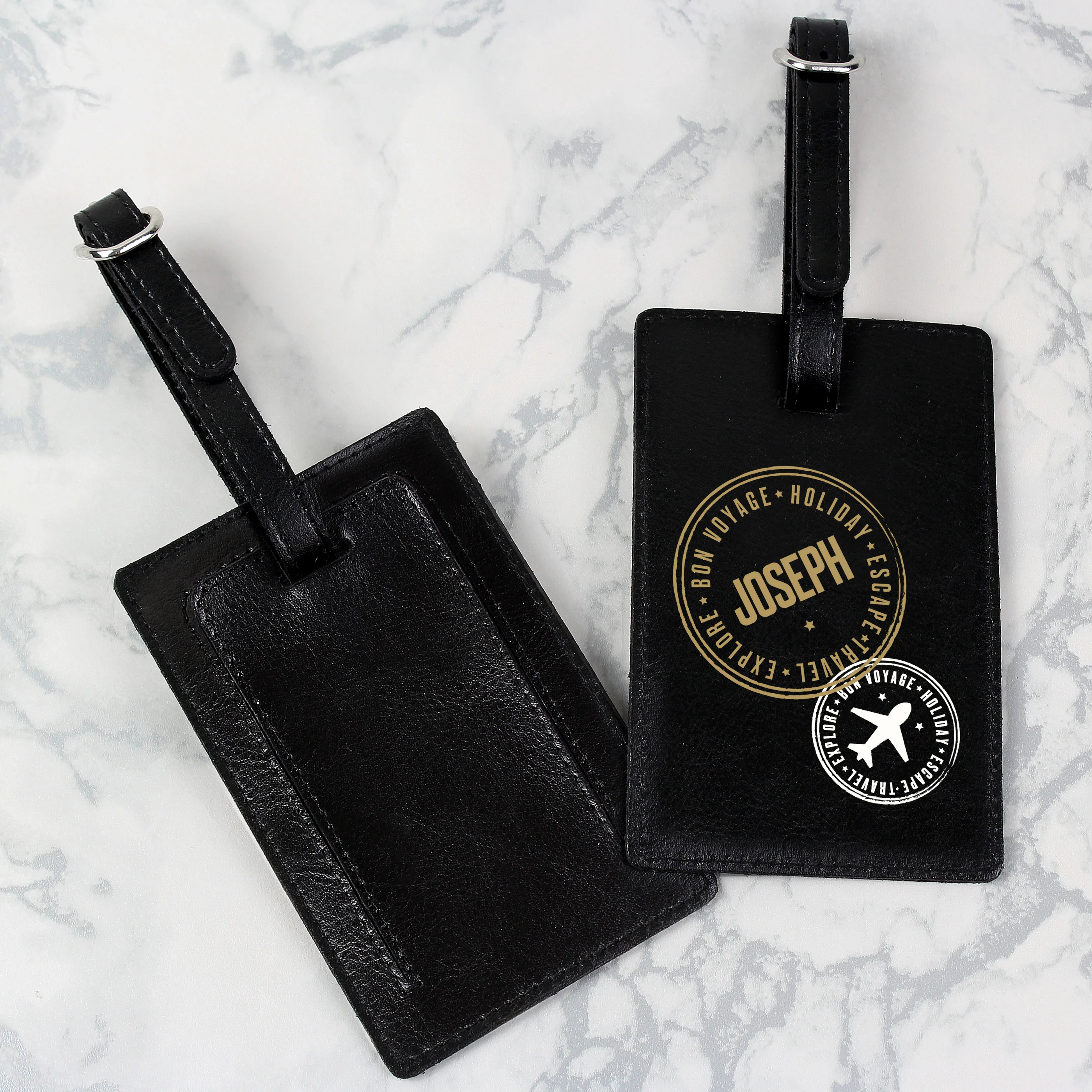 Personalised Stamped Black Luggage Tag - Image 3