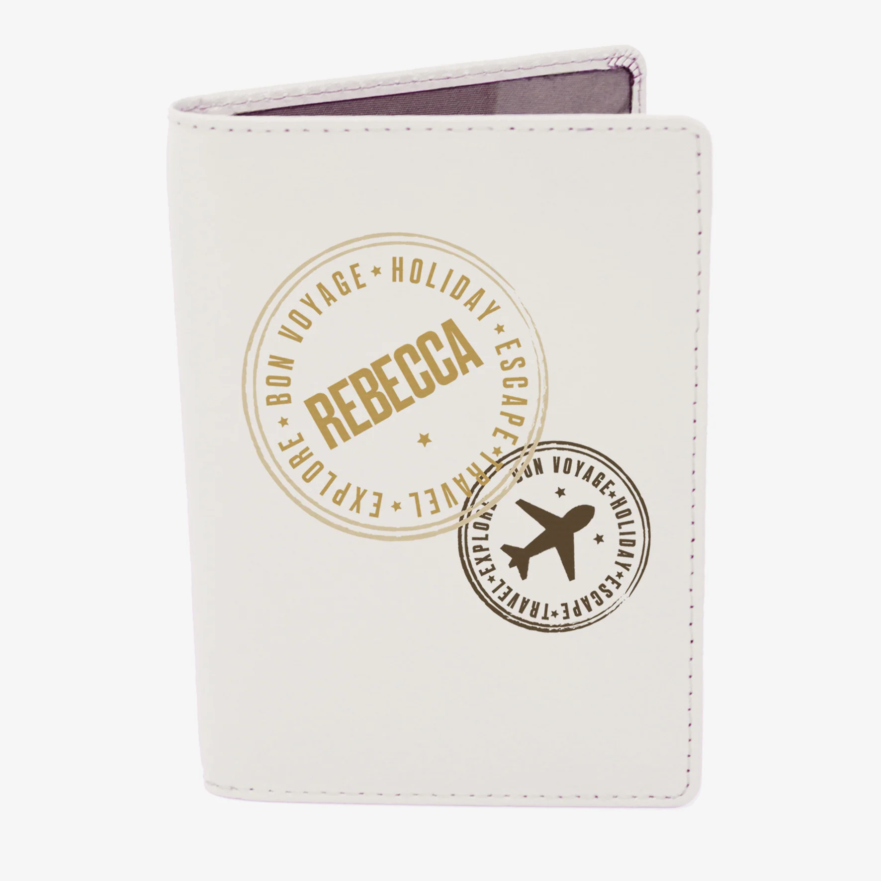 Personalised Stamped Cream Passport Holder - Image 2