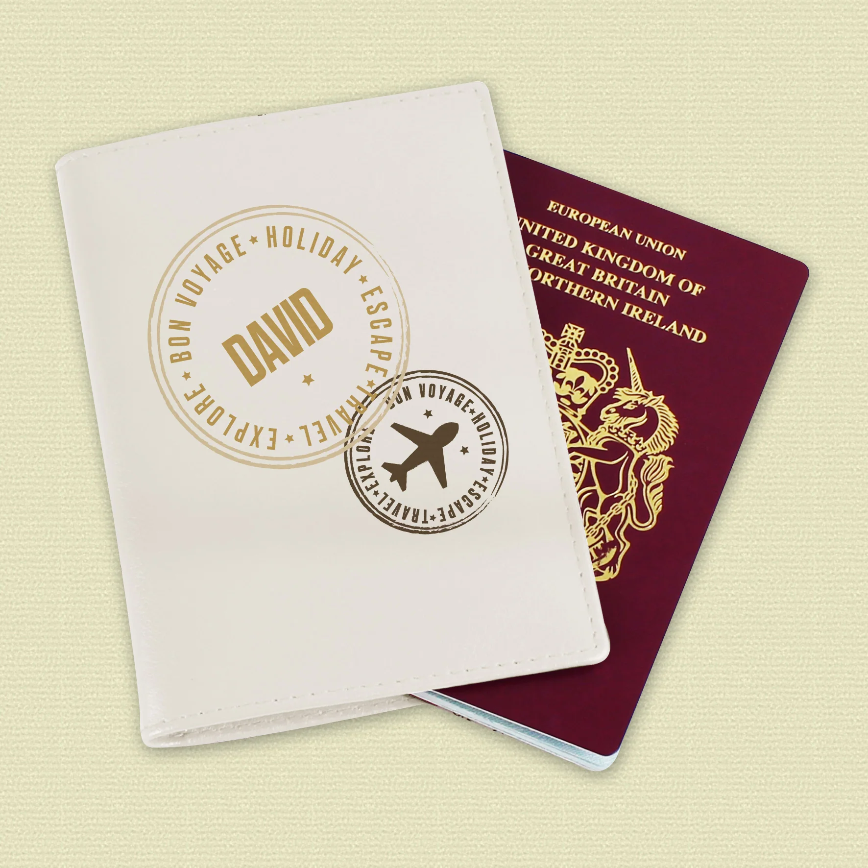 Personalised Stamped Cream Passport Holder - Image 3