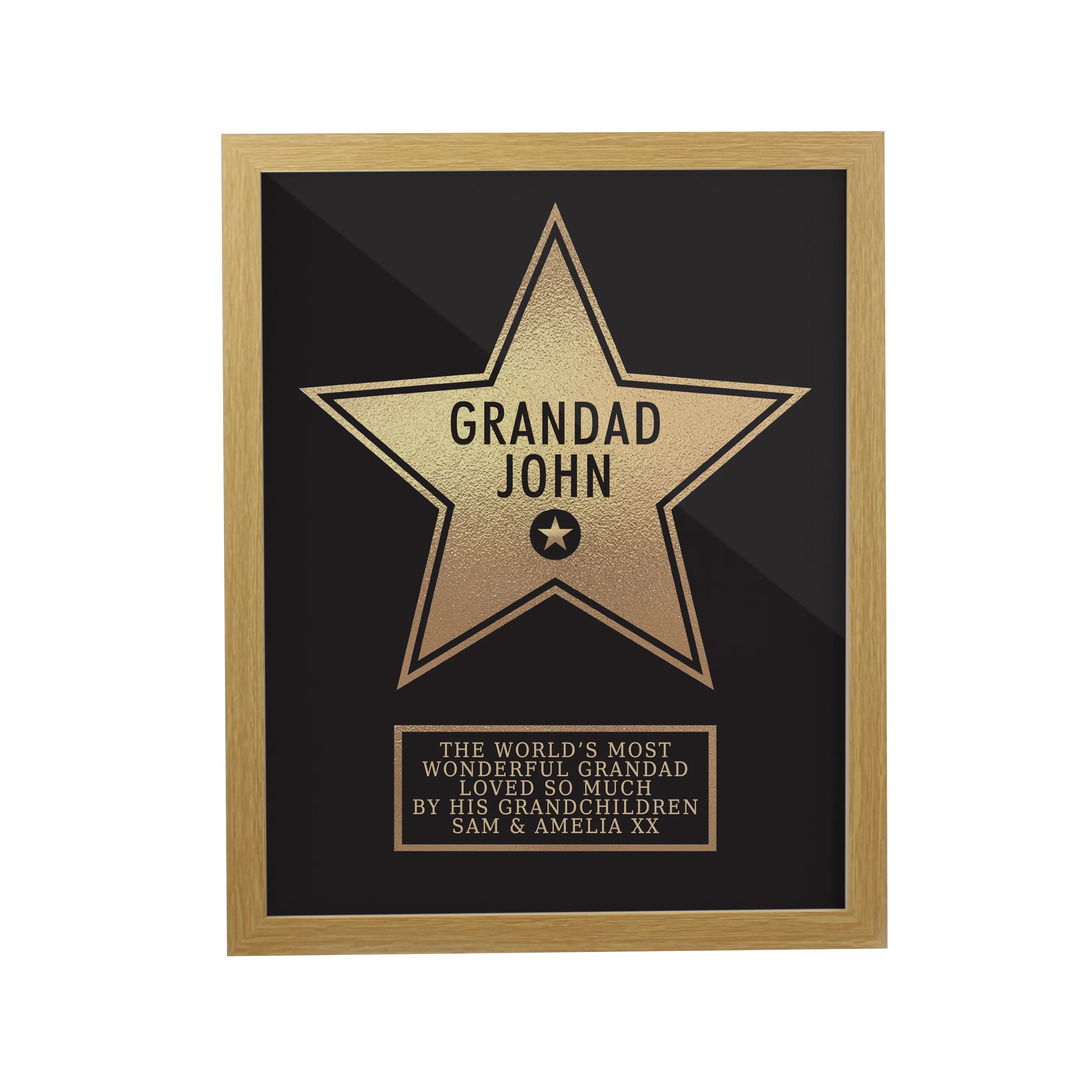 Personalised Star Award Oak Poster Frame - Image 3