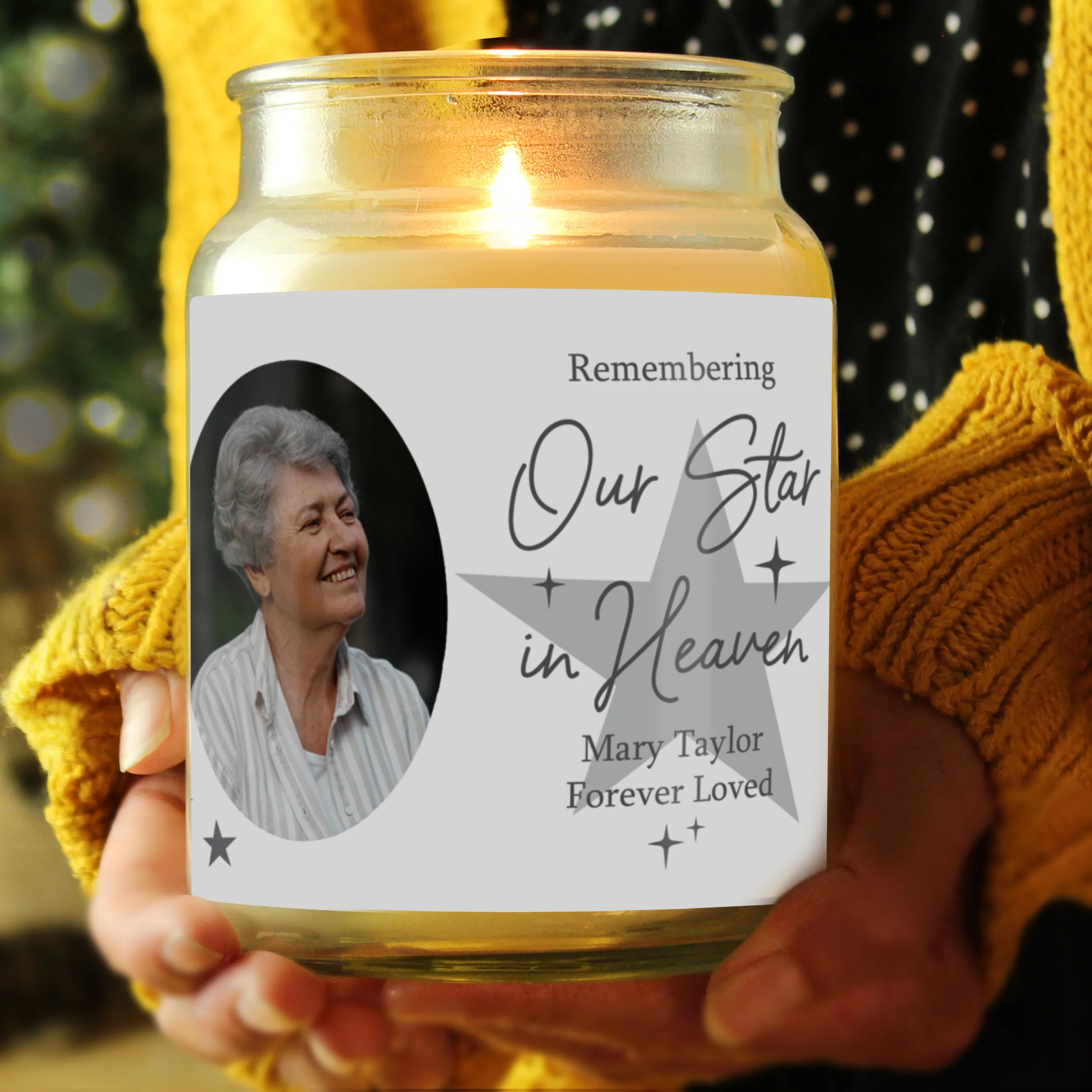 Personalised Star In Heaven Photo Upload Large Scented Jar Candle - Image 2