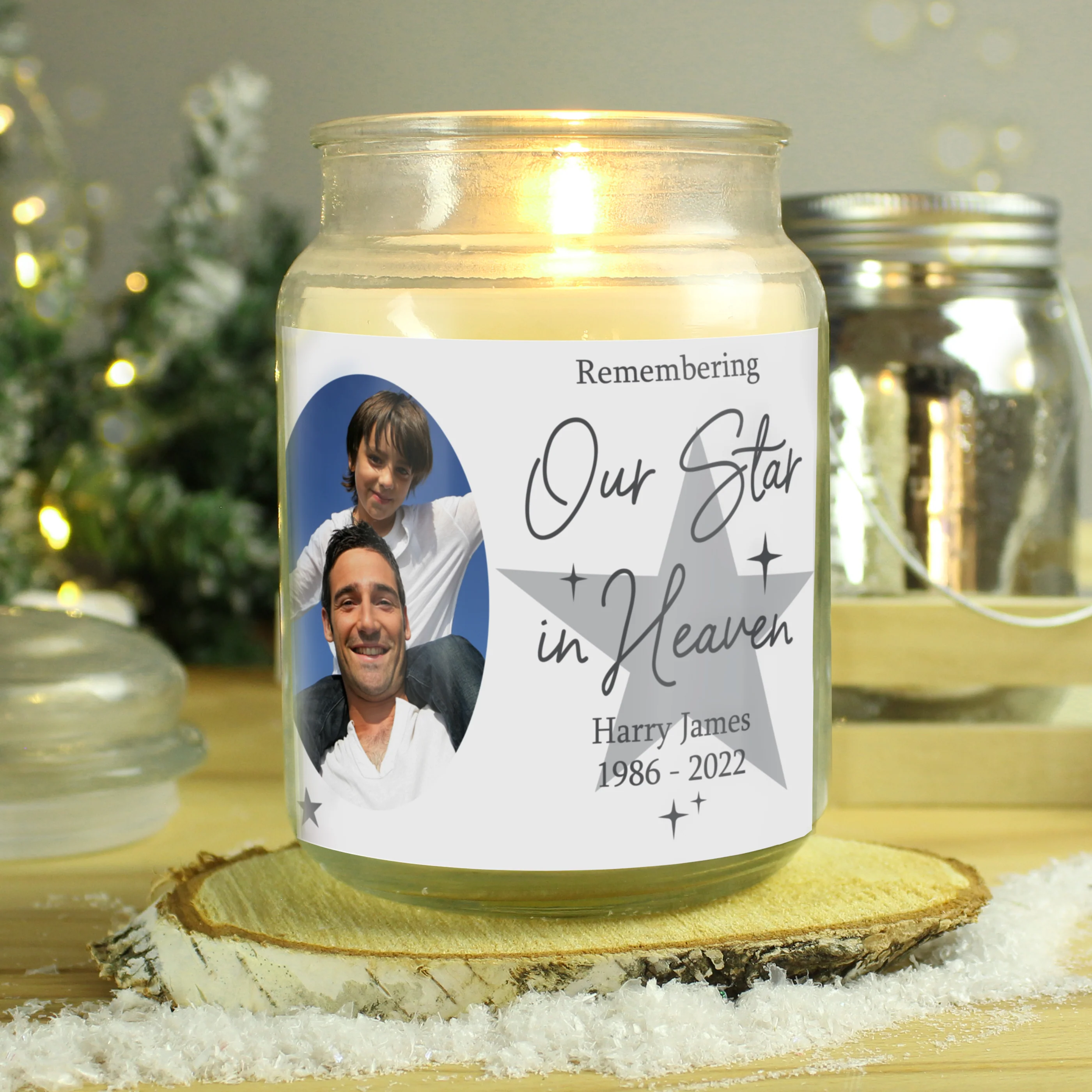 Personalised Star In Heaven Photo Upload Large Scented Jar Candle - Image 3